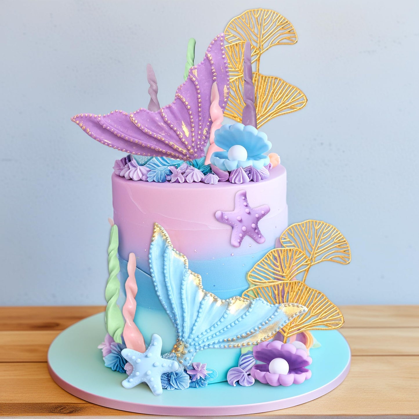 Under the Sea Cake Topper Mermaid Cake Decorations Ocean Mermaid Theme Baby Shower Little Seashell Cake Toppers Birthday Bridal Shower Wedding Party Supplies