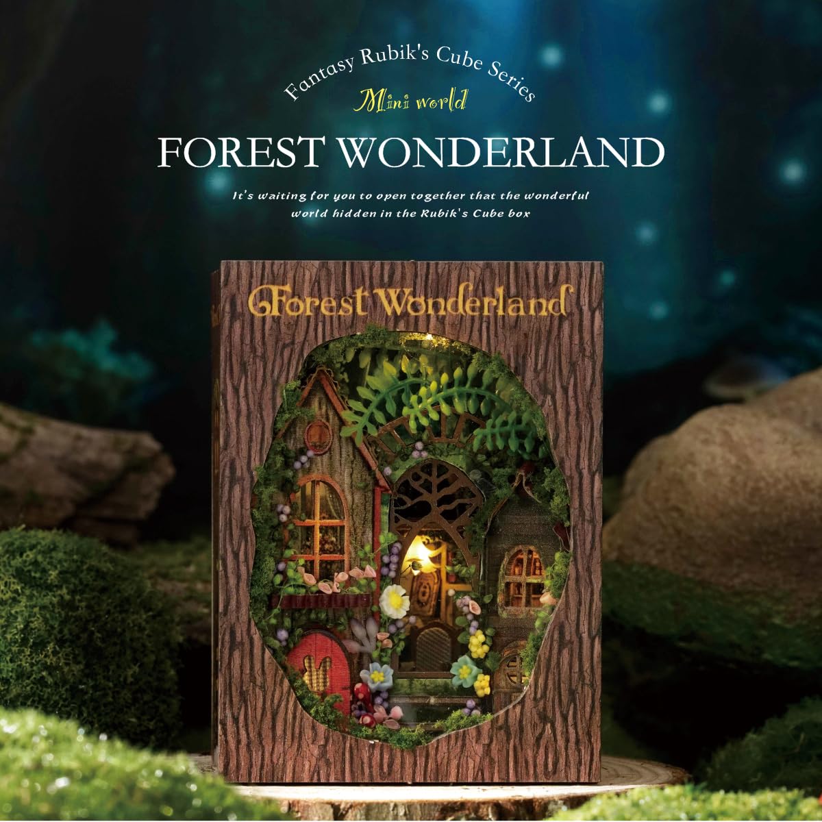 ESTUSR DIY Miniature Dollhouse Kits - Wooden Mini Model House with LED Lights, Tiny Furniture & Accessories – Craft Building Kits for Teens & Adults (Forest Wonderland) – Birthday Valentine's Gift