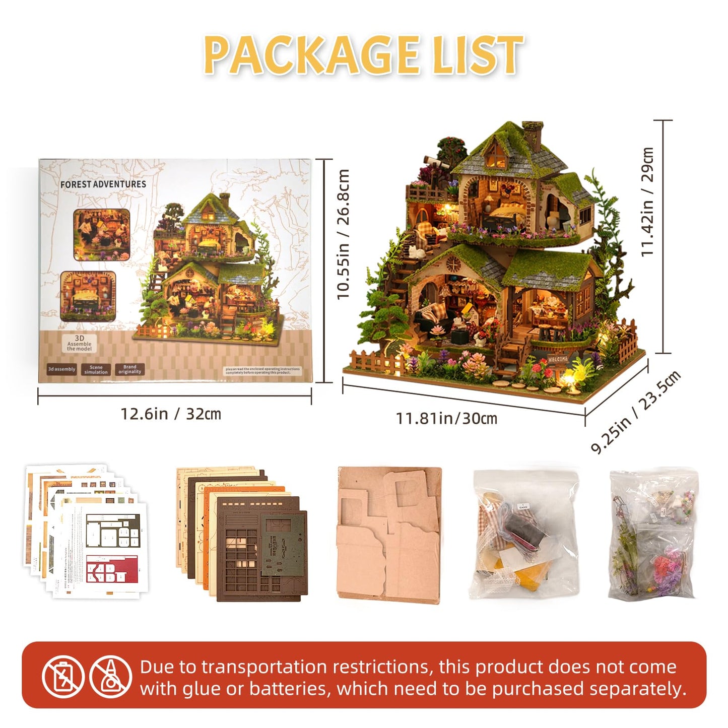 LogicTwist DIY Miniature House Kit with LED Lights, Forest Adventure Wooden Mini House Building Kit for Adults & Teens, Creative Crafts for Women, Friends & Hobbyists