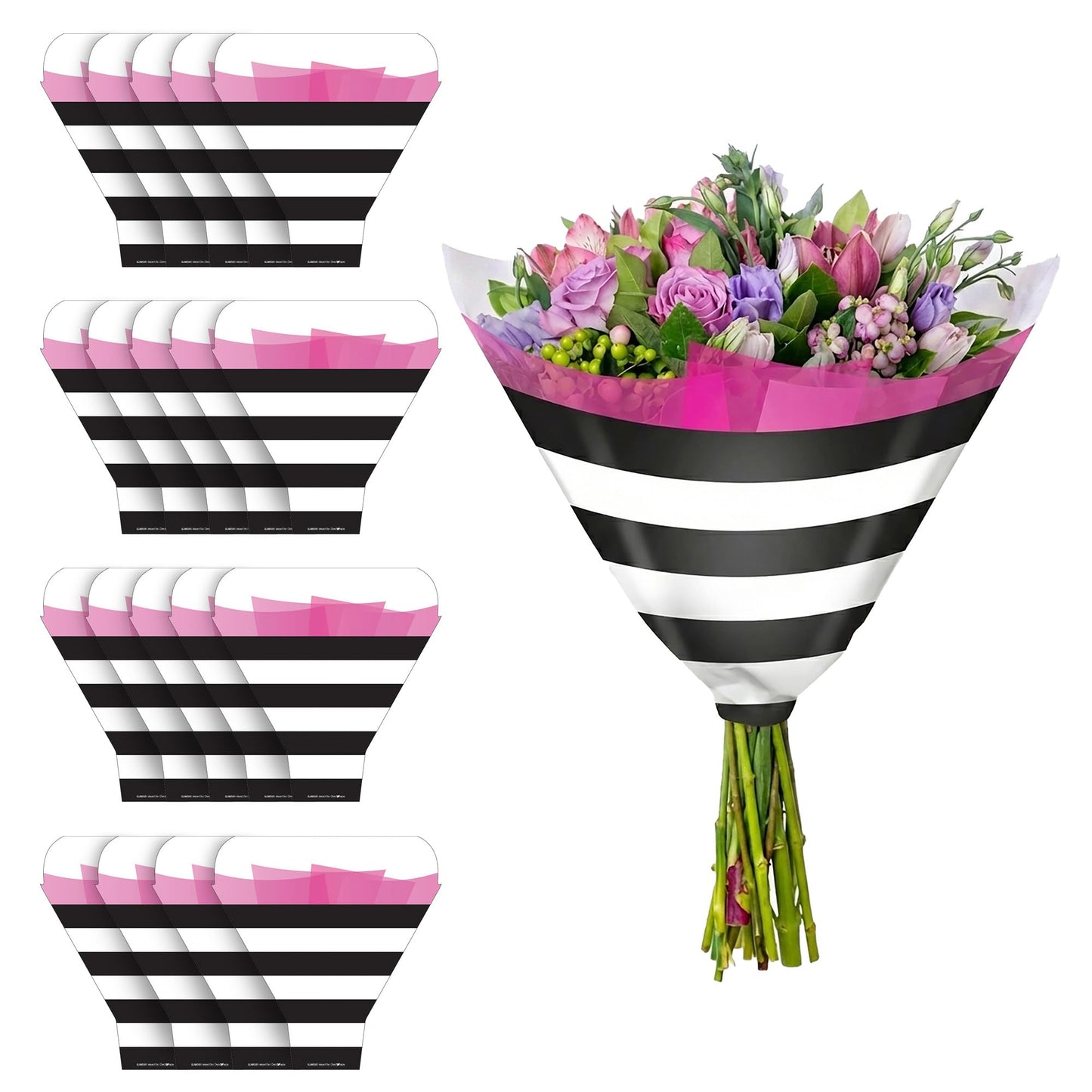 the florist Supply Glamour Sleeves 20 Pack 17.3 x 4.9 x 17.1 Inch Waterproof Flower Bouquet Sleeves, Flower Bouquet Bags, Plastic Floral Sleeves, Gift-Ready for Wedding, Birthday, Multicolor