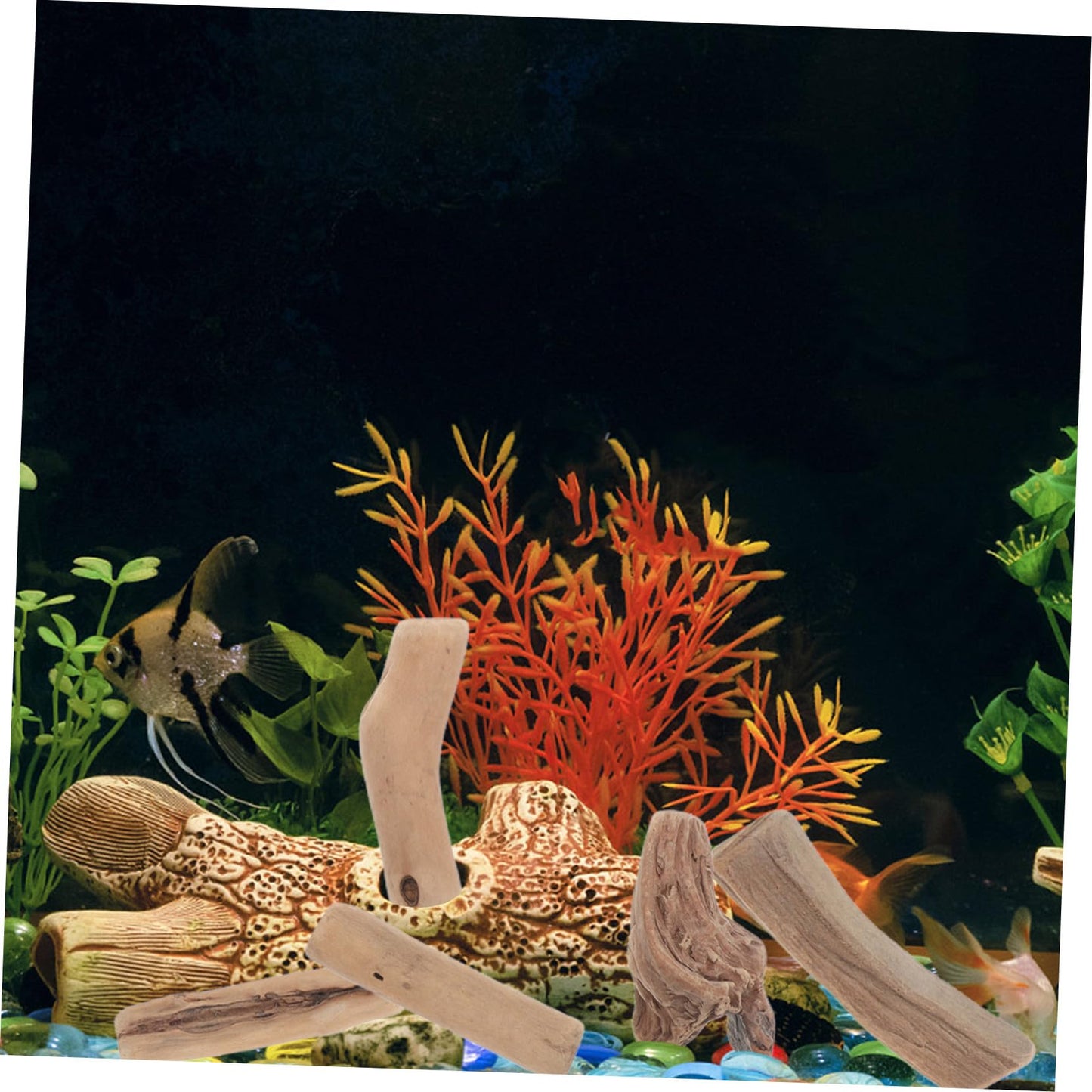 SHINEOFI Natural Driftwood Blocks for Aquarium Driftwood Decor and DIY Crafts Polished Small Wood Pieces for Fish Tank Decoration 20 Pieces 3.93X1.18X0.59 Inch