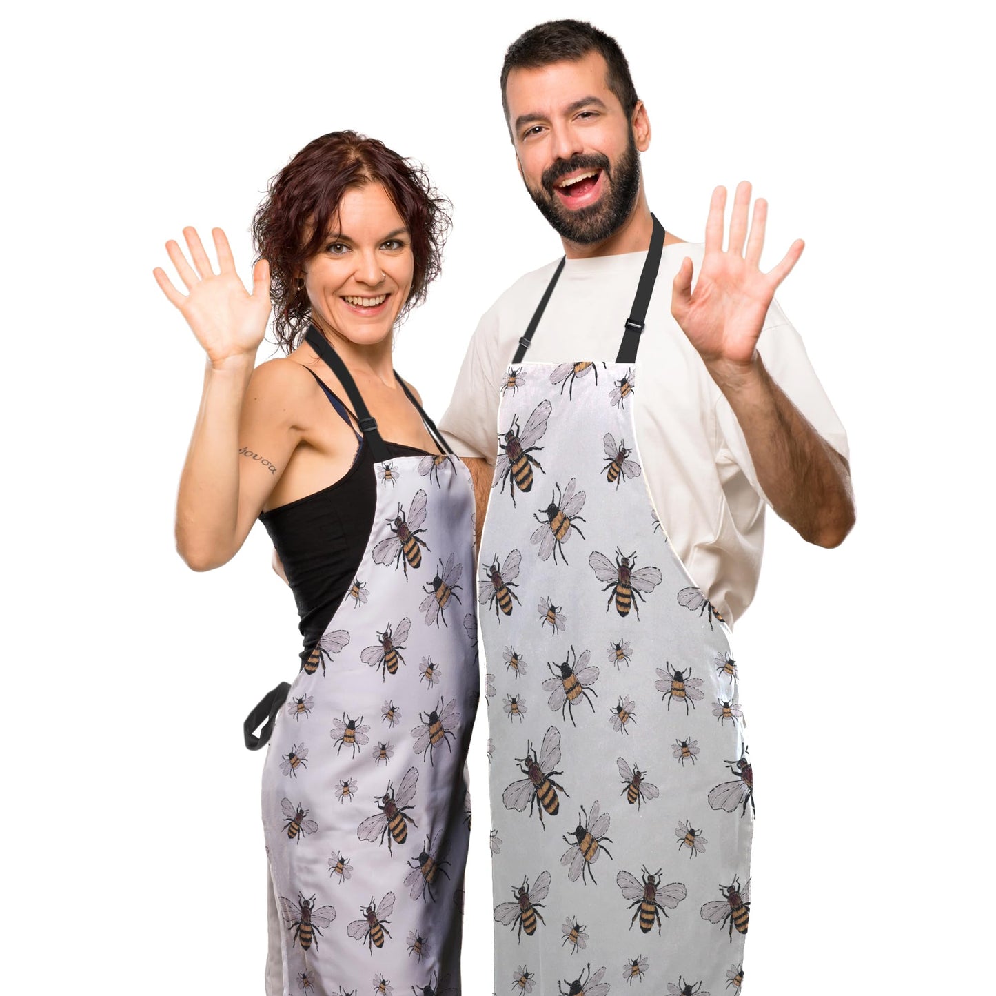 Olikked Funny Aprons for Adults Men Honeybee Big Small Funny Bee Insects Mans Apron for Kitchen Cooking Restaurant BBQ Painting Crafting Gardening 27” (W) x 31” (H), Waterproof Aprons