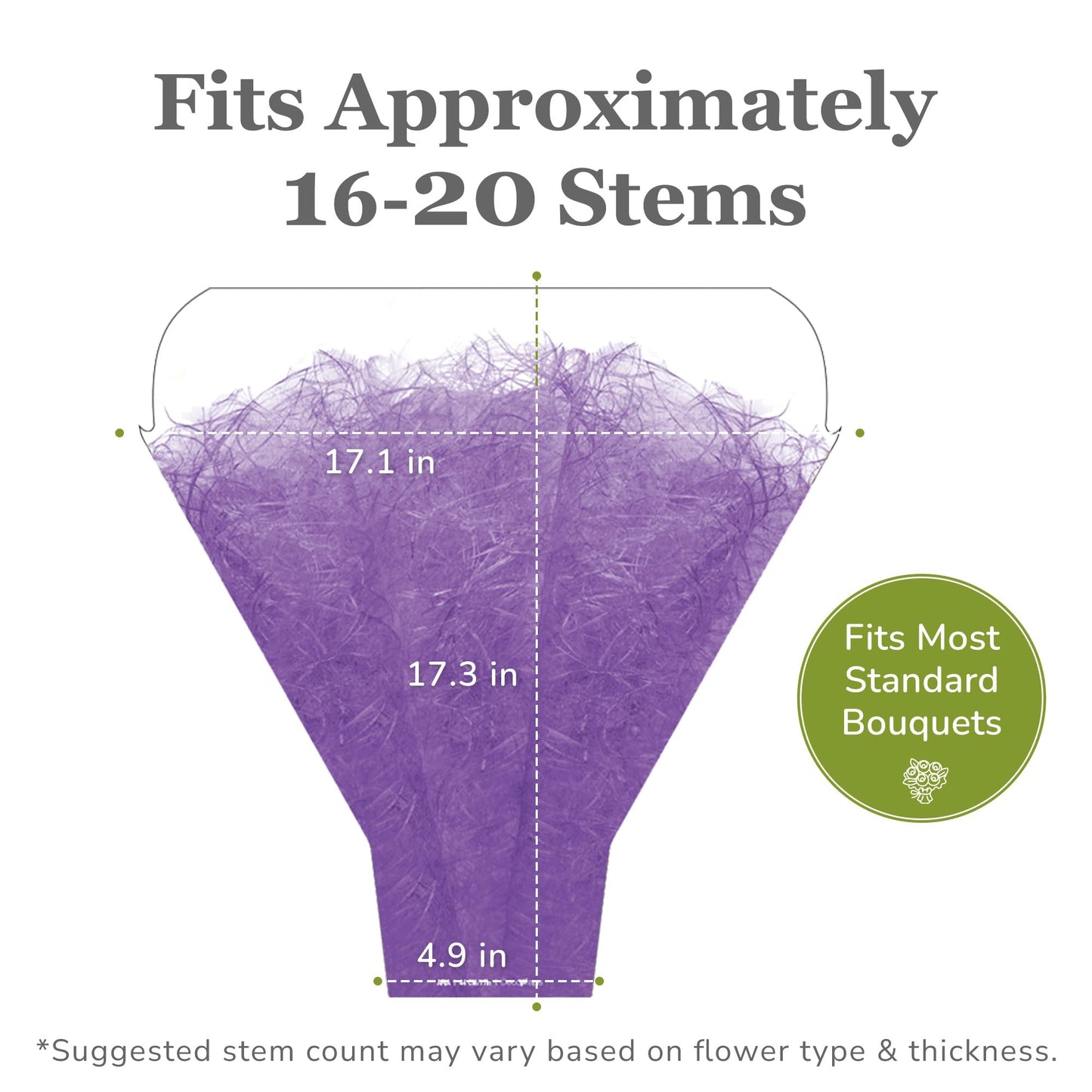 the florist Supply Aria Sleeves 20 Pack 17.3 x 17.1 x 4.9 Inch Waterproof Flower Bouquet Wrapping Sleeves, Flower Bouquet Bags, Plastic Floral Sleeves, Gift-Ready for Wedding, Birthday, Purple