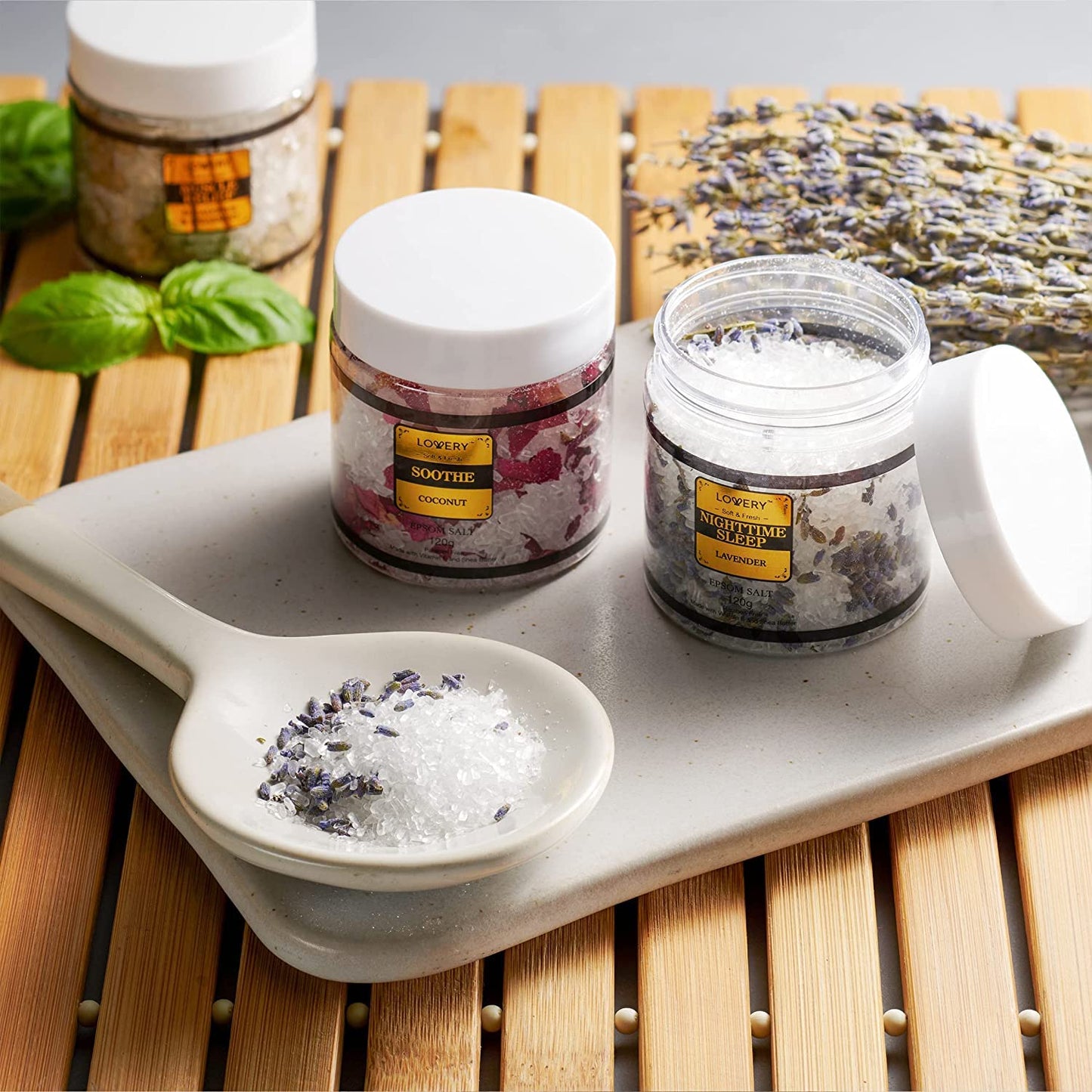 Mothers Day Gifts for Mom, Epsom Bath Salts Gift Basket Set, Self Care Salt with Essential Oil, Gifts for Women, Her, Mother, Lavender, Eucalyptus, Lemon, Coconut, Tea Tree, Honey Almond