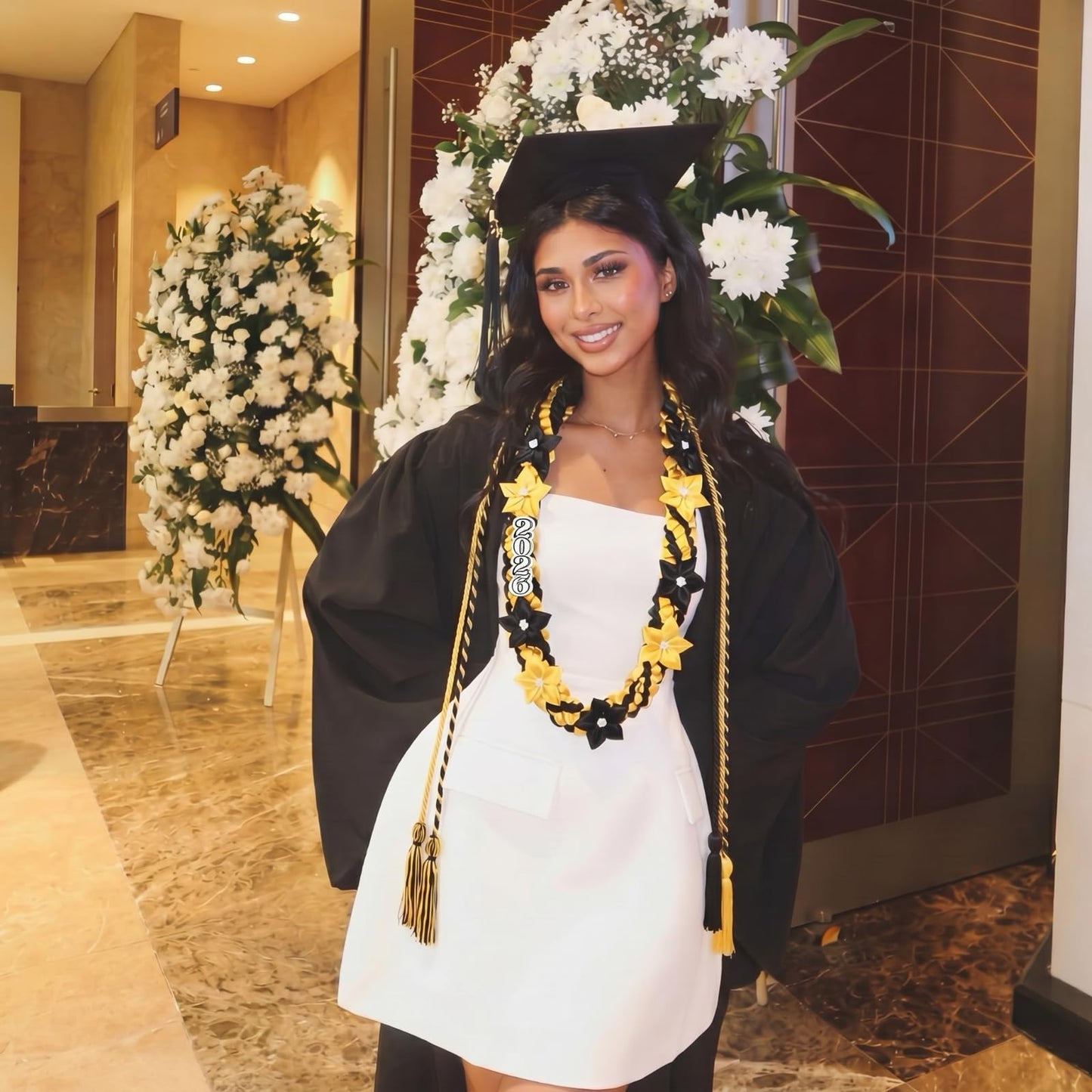 Craftsatin 2026 Graduation Money Leis with Honor Cord Class of 2026 Graduation Ribbon Money Leis Double Braided Handmade Necklace Kit for for High School College Grad Party Supplies(Gold Black)