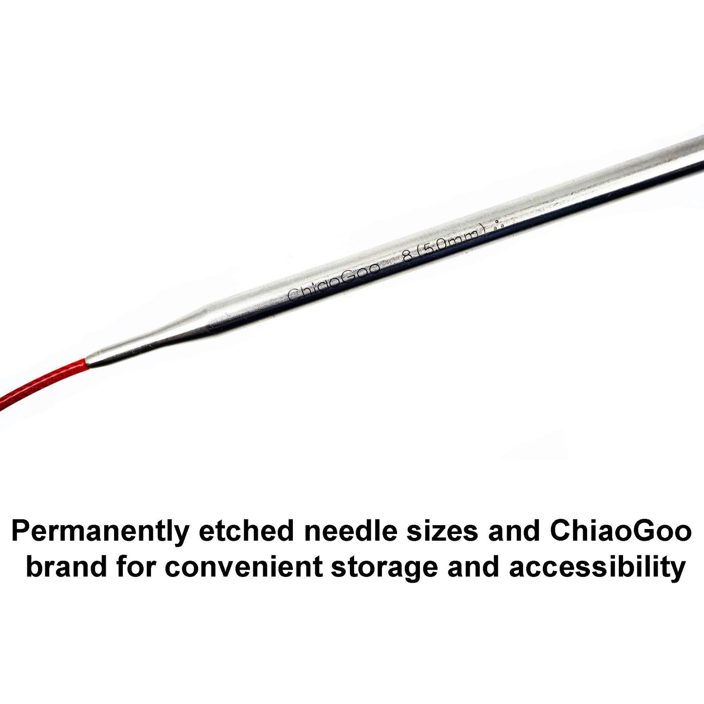ChiaoGoo Red Lace 40 inch (102cm) Circular Knitting Needles US Size 2 (2.75mm) Stainless Steel 7040-2 with Stitch Holder