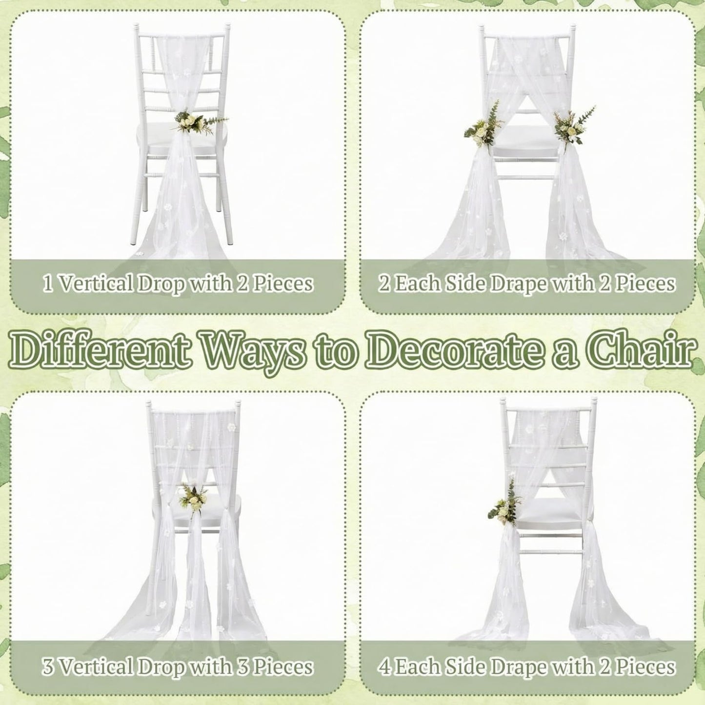 Suncalla 16 Pcs White Wedding Chair Sashes with Pearl Flowers, 96 x 8 Inch Lace Chair Back Decorations for Wedding Aisle Bridal Shower Reception Baby Shower Church Pew Decor