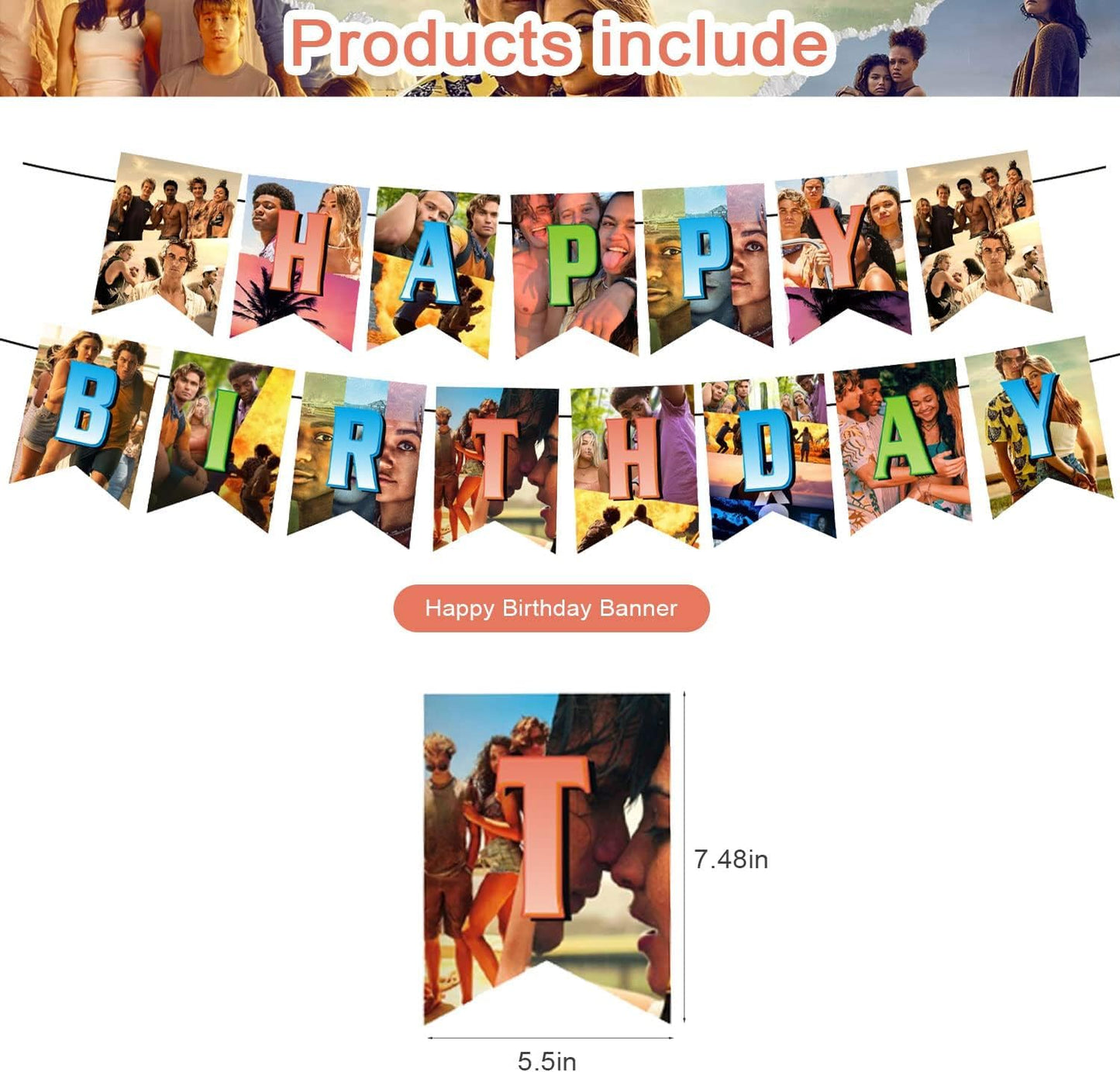 Birthday Party Supplies,Outer Balloons Decorations for Banks Party Happy Birthday Balloons, Cupcake Toppers, Cake Toppers