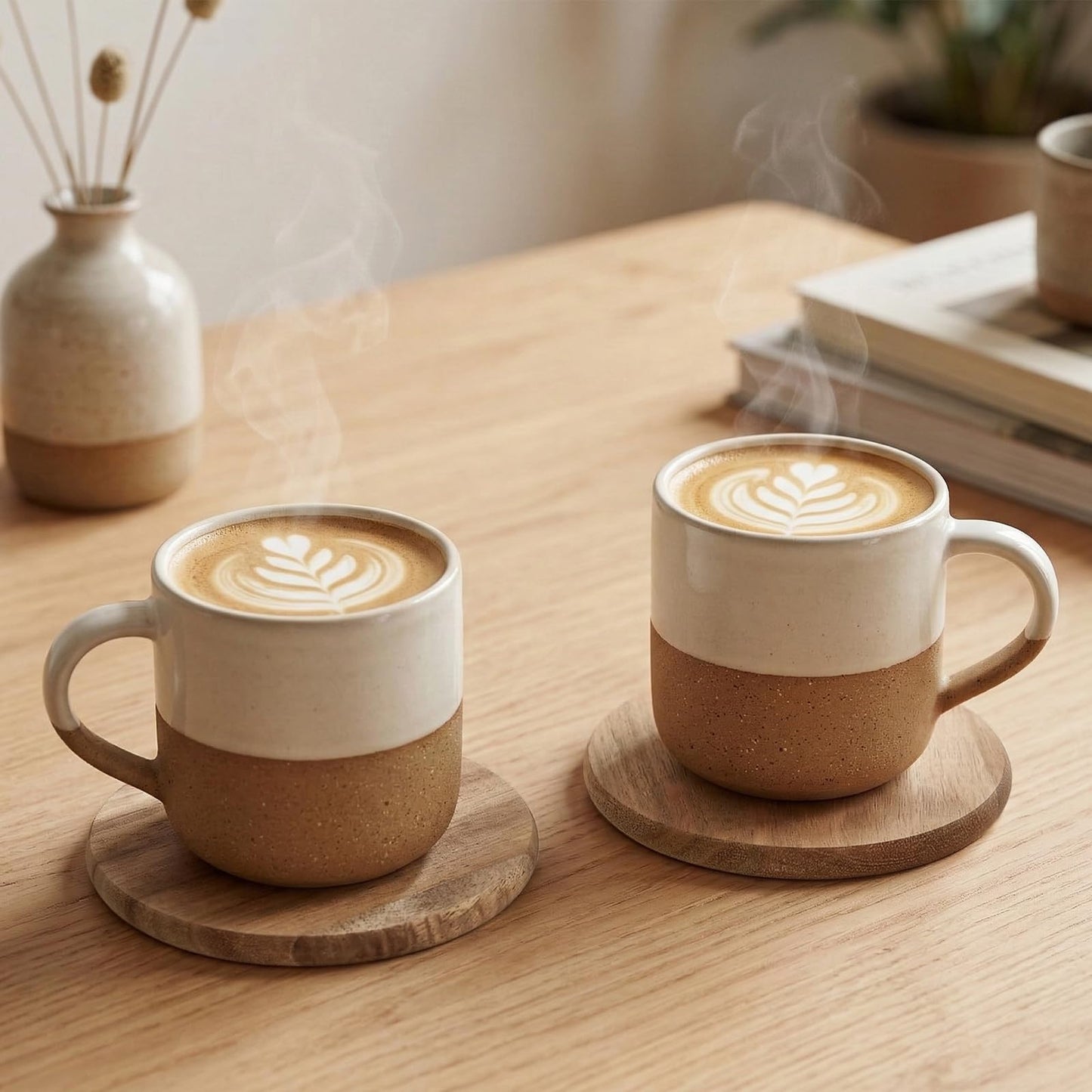 ZEAYEA 36 Pack Acacia Wood Coasters, 3.7 Inch Round Unfinished Wood Cup Coasters for Drink with Non-Slip Dots, Blank Wooden Slices for Crafts, Painting, Writing, Staining, Engraving, Home Decoration