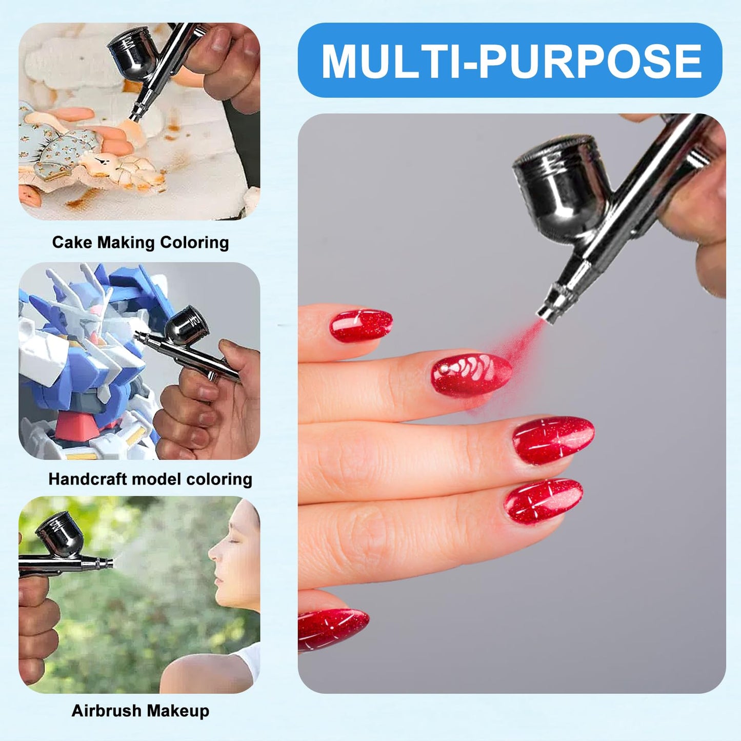 Air Brush 0.3mm Gravity Feed Dual-Action Airbrush Paint Spray Gun Kit Set Airbrush Kit Air Brush Painting Set for Nails Painting Art Craft