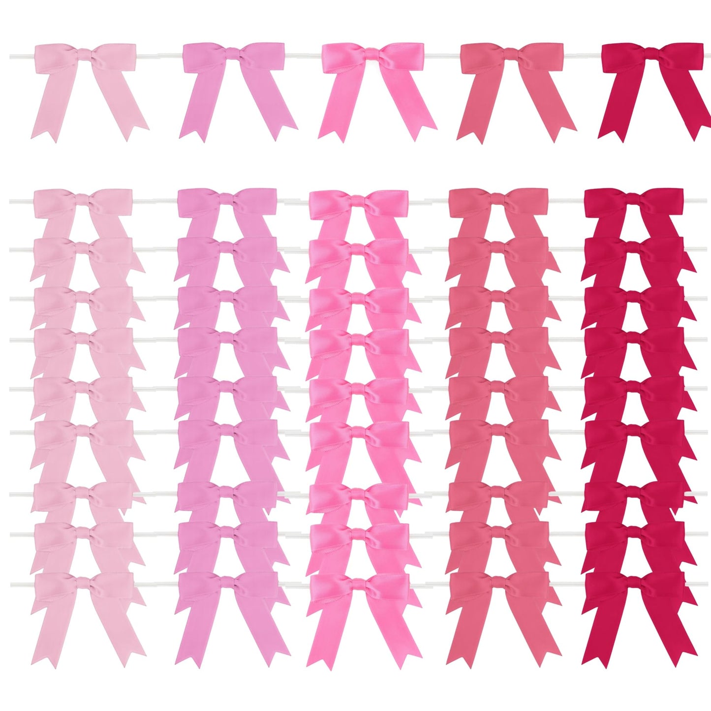 Meseey Premade Craft Bows Self Adhesive Pink Hot Pink Valentines Satin Ribbon Bows for Treat Bags Gift Wrapping Basket Wedding Baby Shower Brithday Party (Red Pink Set, 3.5 Inch)