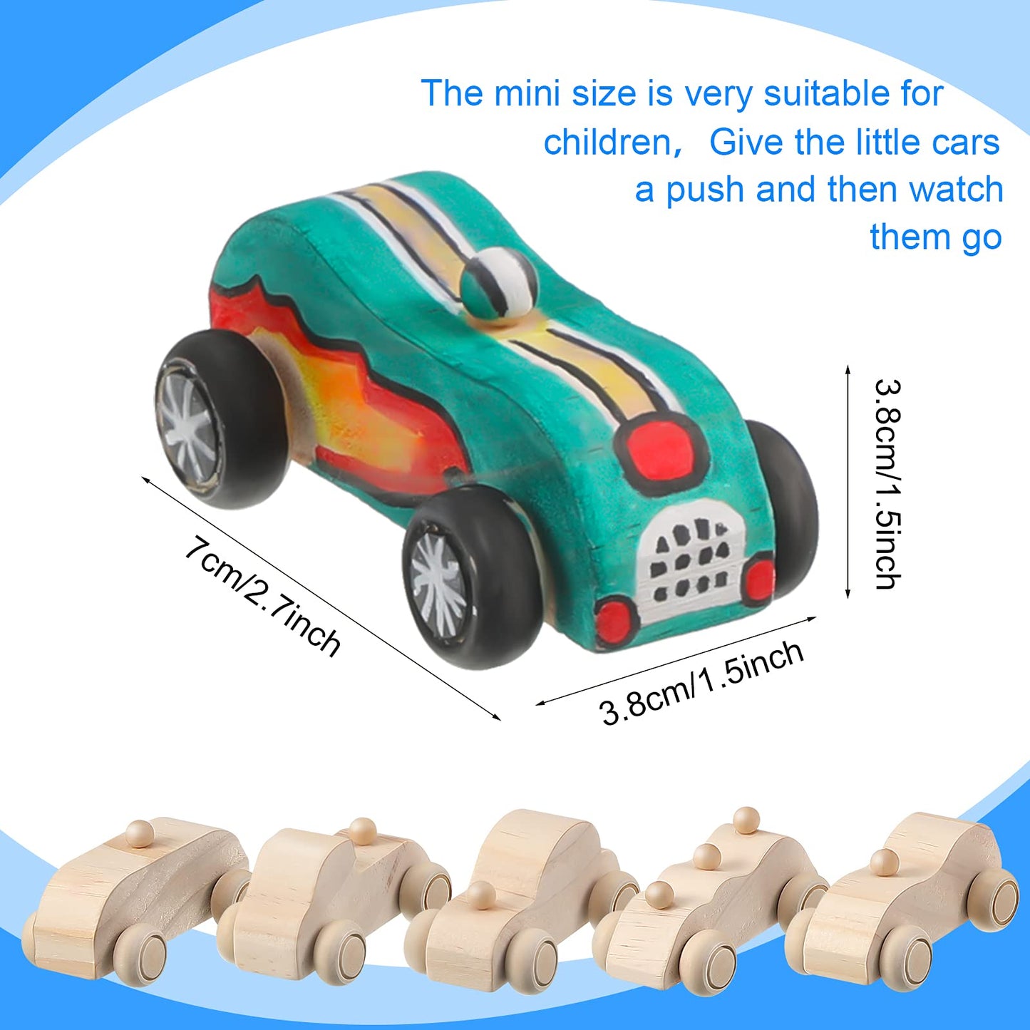 12 Pieces Wood DIY Car Toys Paintable Race Cars Unfinished Wooden Toy Painting Crafts Kit for Student Easy Woodworking Set Kid Family Activities Arts and Crafts Kit