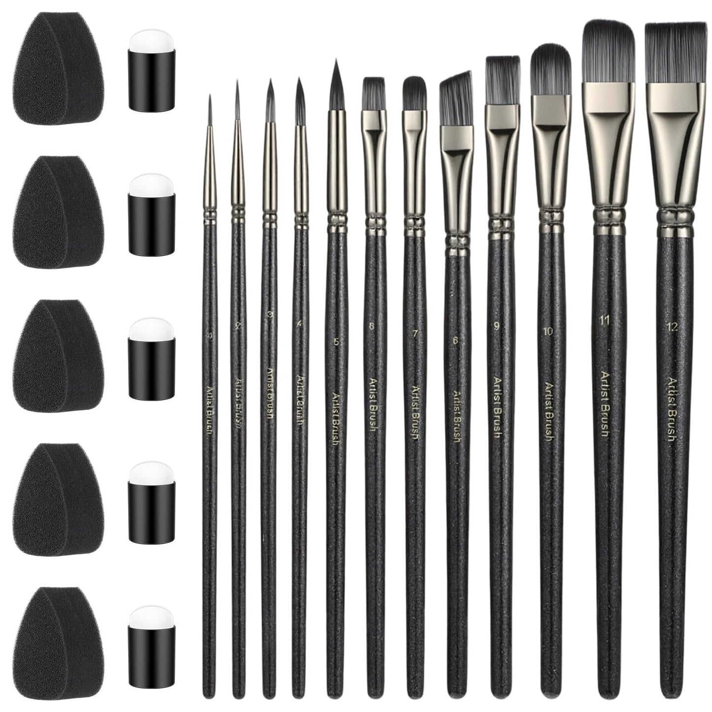 22 PCS Face Paint Brushes and Sponges Set, Face Painting Brushes for Acrylic Painting, Watercolor, Oil, Gouache for Chrismas Halloween Cosplay Party