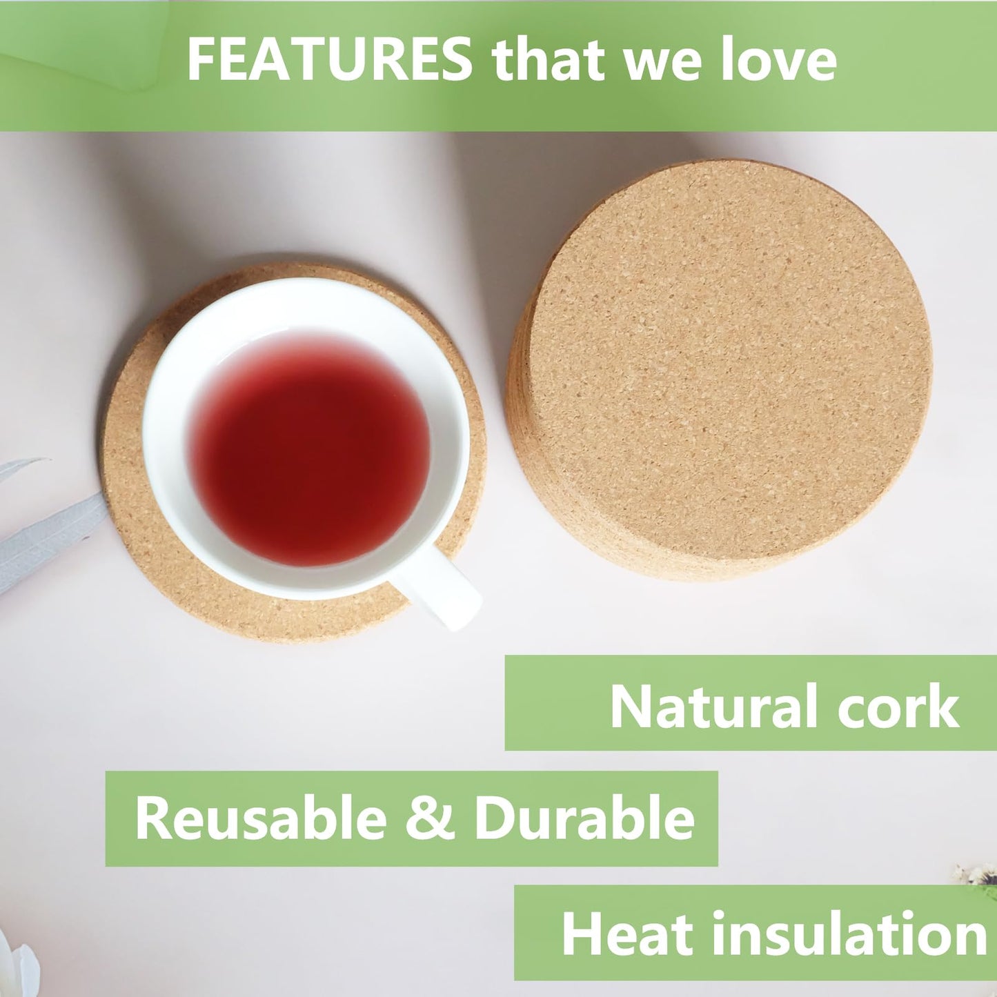 12 pcs Round Edge Cork Coasters for Drinks are Reusable Tea or Coffee Coasters, do-it-Yourself Blank Coasters, Cork Plant Coasters, Gifts for Family and Friends