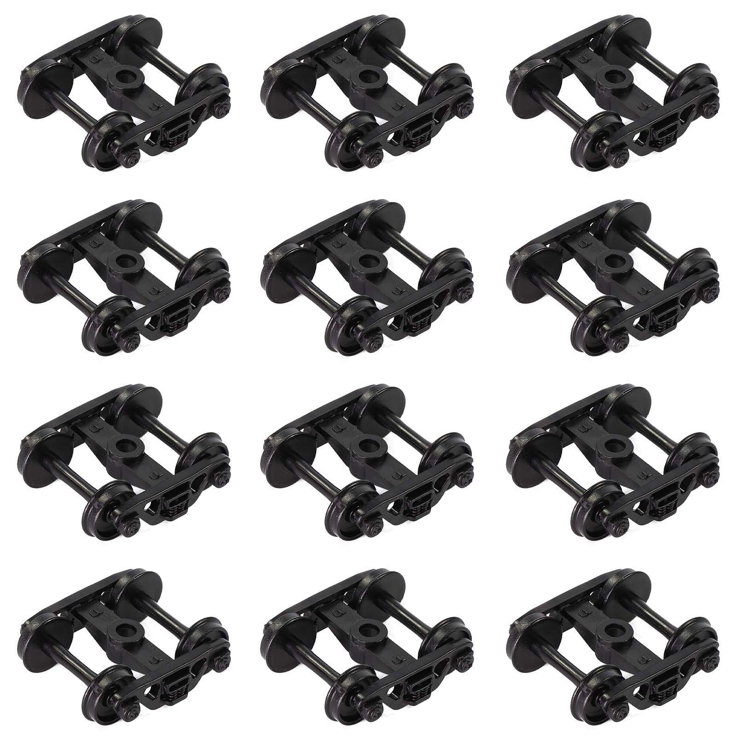 Evemodel 12pcs Model Train Bogie with Plastic Wheels 1:87 HO Scale 33" Model Railway Accessories (Style A)