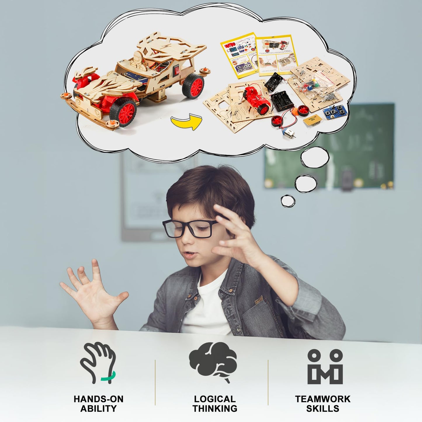 STEM Kits for Kids Age 8-10, STEM Toys for Ages 8-13, Remote Control Model Car Building Kits, Wood 3D Puzzles 8-12, Science Crafts Projects, Gifts for 8 9 10 11 12 13 14 Year Old Teen Boys Girls
