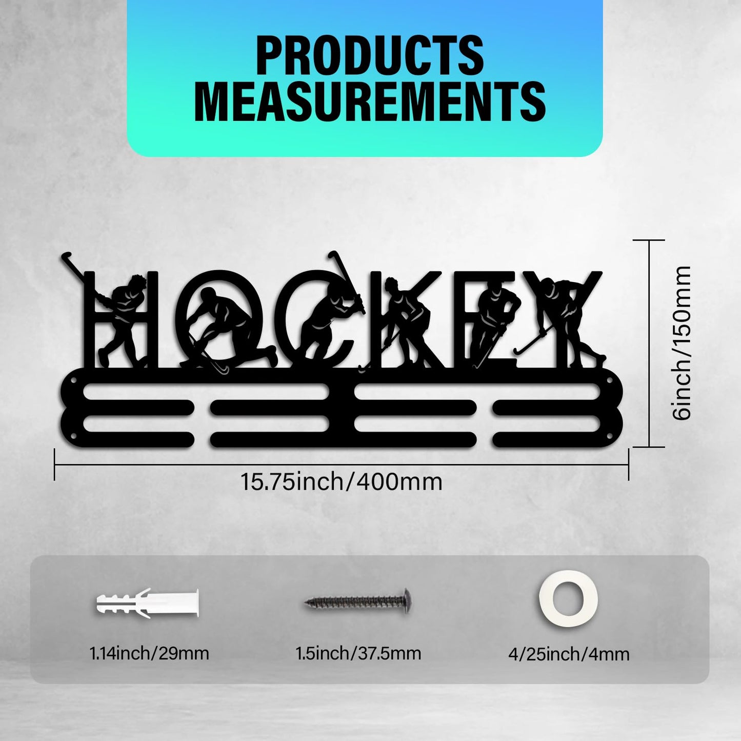 PH PandaHall Medal Display Hanger Holder Hockey Medal Holder 15.7" Awards Ribbon Hanger Medal Display Wall Rack Sports Medal Hanger Display for Men Women Sports Athletes Awards Cheer