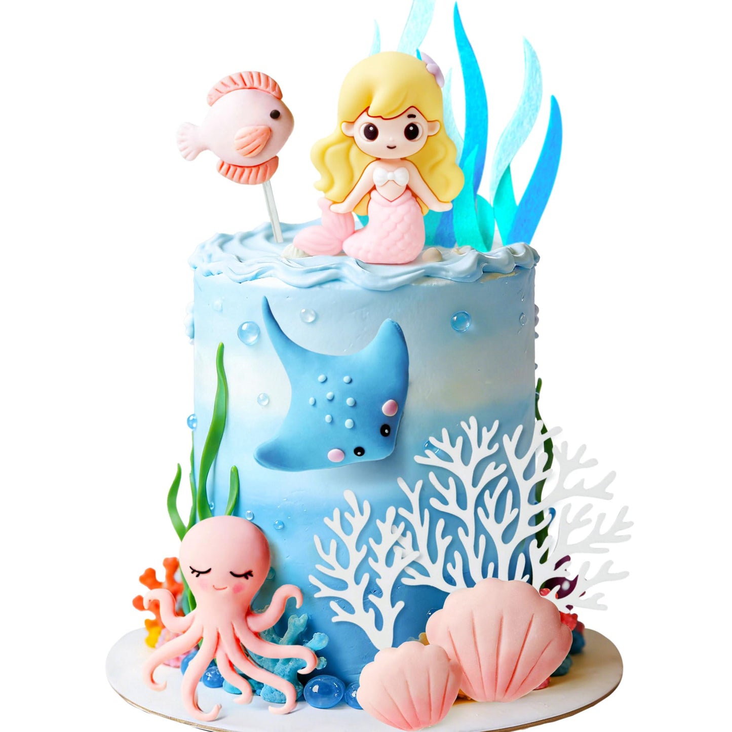 Under the Sea Ocean Birthday Cake Decorations Sea Ocean Party Favor Supplies for Sea Ocean Theme Baby Shower Birthday Party