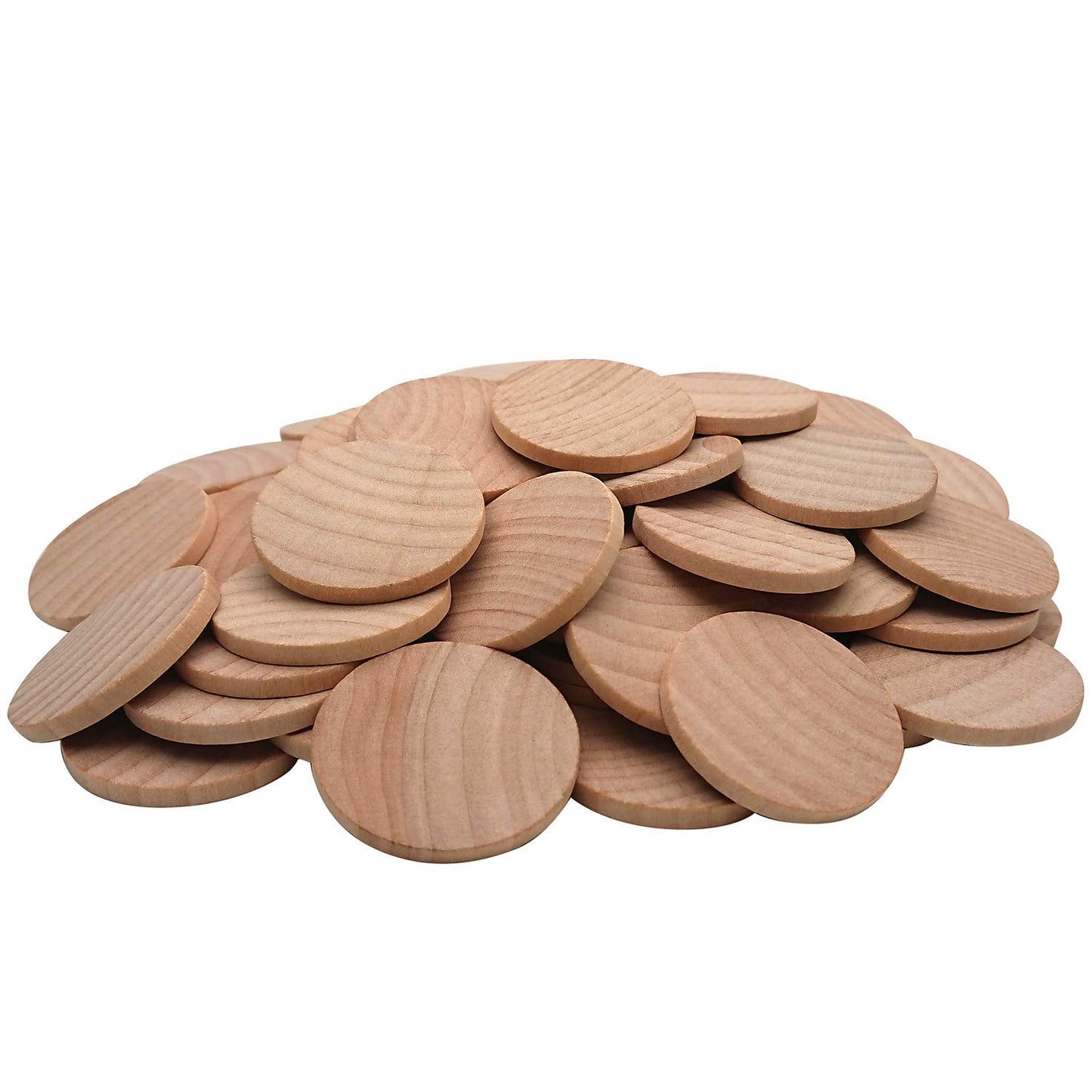 1.5 Inch Natural Wood Slices Unfinished Round Wood Coins for DIY Arts & Crafts Projects, 100 per Pack.