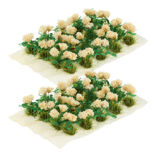 Yetaha 40 Pcs Flower Cluster, Vegetation Groups Grass Tuft, Handmade Premium Static Model Miniature Shrubs, Flower Grass Scenery for DIY Garden Courtyard Railway Landscape Layout (Gardenia, White)