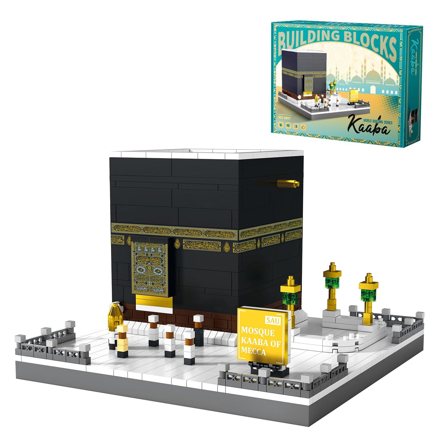 LQPFBSM Mosque Kaaba of Mecca Building Blocks Sets Islamic Architecture Model Toys for Adults and Kids World Famous Landmark Building Kits Eid Gifts for Muslim 446PCS