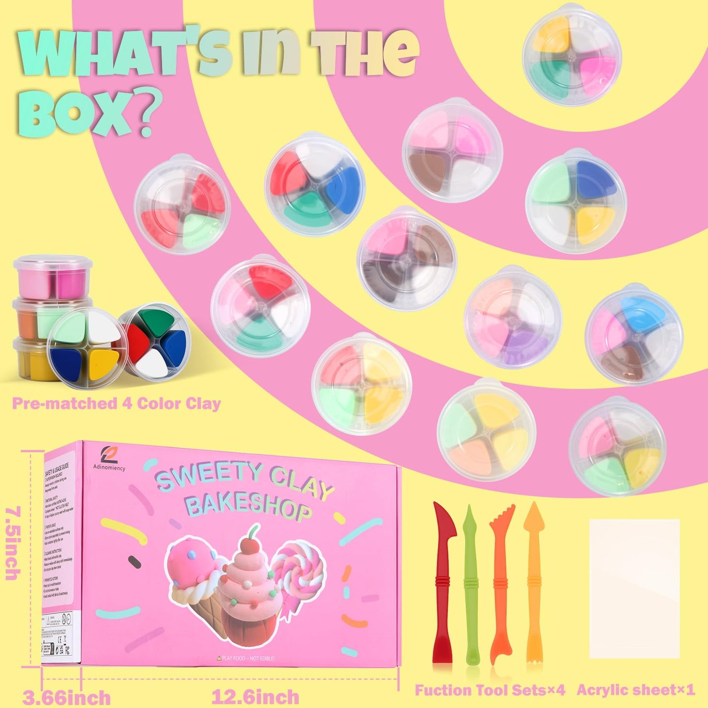 Air Dry Clay Kit for Kids | 12 Pack with 4 Colors & 12 Sculpting Guides | Non-Toxic, Easy to Use Creative Gift for Ages 3+ | Holiday Gifts, Birthday Gifts, Party Favors & Craft Supplies