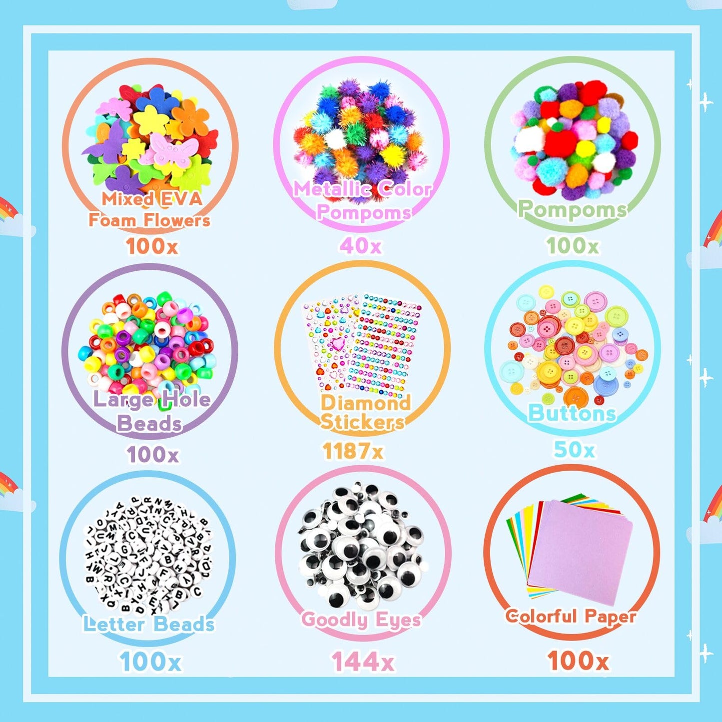 Arts and Crafts Supplies for Kids - 3000Pcs Craft Kit with Pipe Cleaners Crafts for Kids All in Art Crafting Box DIY School Supplies Materials Set Toys Gifts for Girls Boys Age 4 5 6 7 8 9 10 11 & 12