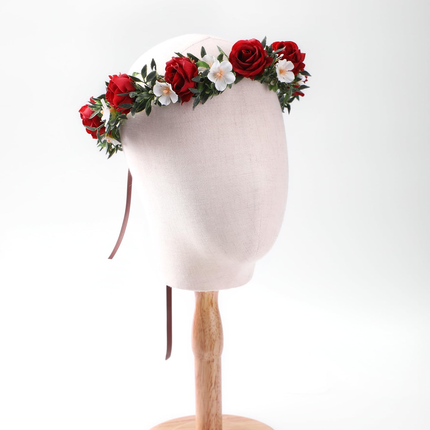 KorViSHOW Rose Hair Flower Crown - Girl Flower Crown Decoration Rose Celebration Round Floral Head Bride Wedding Renaissance Festival Party Birthday Ball Photo Accessories