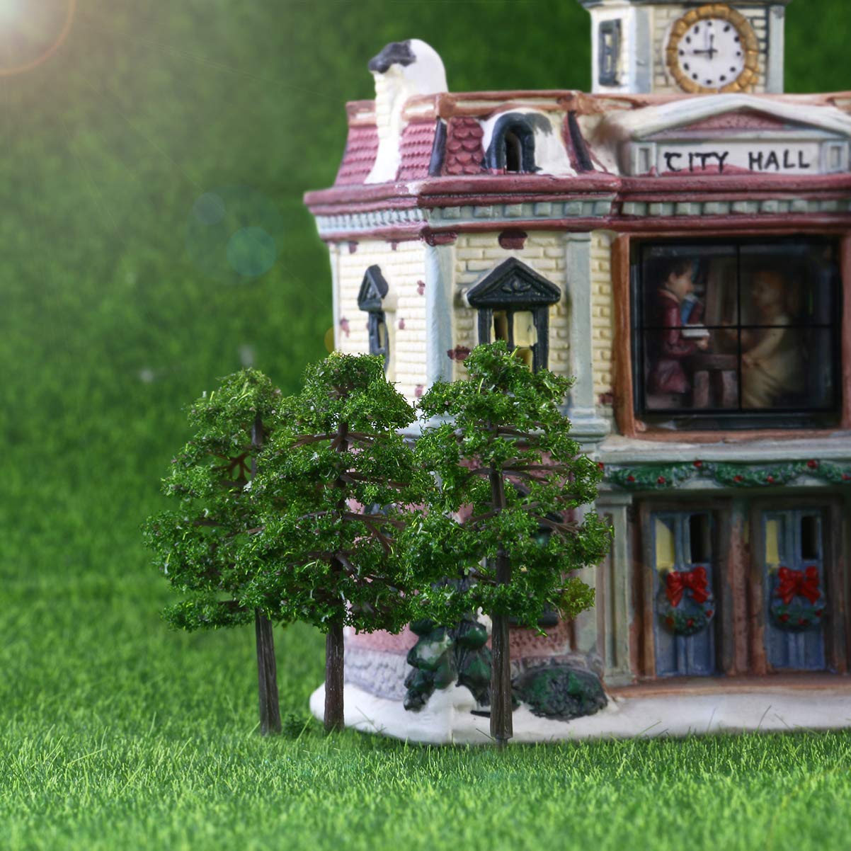 20pcs Model Trees Miniature Fake Diorama Tree MIni Train Railroad Railways Architecture Landscape Scenery Scale 1:100 for DIY Projects Crafts Fairy Garden Rainforest Supplies Dark Green