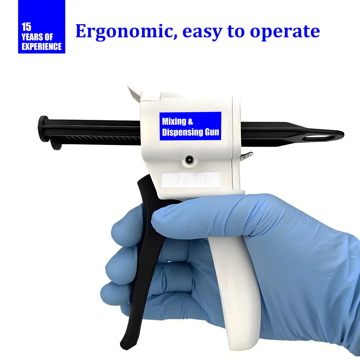 SoKalChw Mixing dispensing gun, Epoxy glue gun, AB Impression Material Gun ratio 1:1/2:1 for 50ml, Compatible with 3M adhesive 04747 cartridges and double cartridges, With 10 pcs 3.3in mixing nozzl