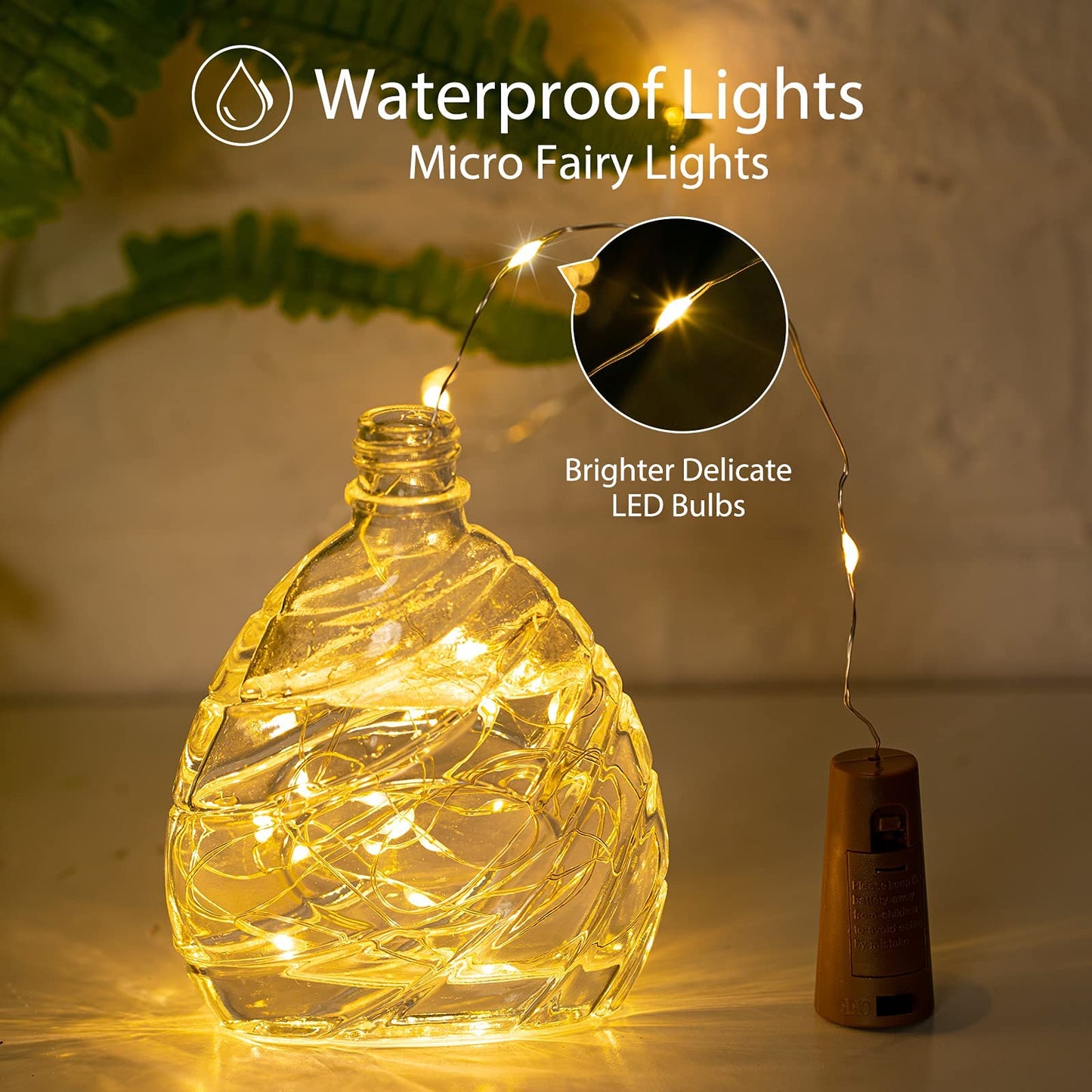 Brightown Wine Bottle Lights with Cork, 20 Pack 20 LED Waterproof Battery Operated Cork Lights, Silver Wire Mini Fairy Lights for Liquor Bottles DIY Party Bar Christmas Holiday Wedding Décor