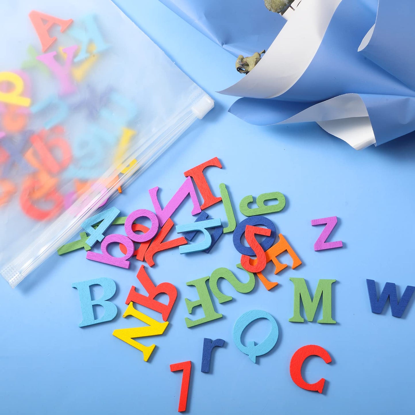 Blulu 248 Pcs 1 Inch Wood Alphabet Letters Numbers Blank Unfinished Wooden Letters Numbers for Crafts with Rustic Storage Tray for Spelling Learning Education Back to School Gifts(Colorful)