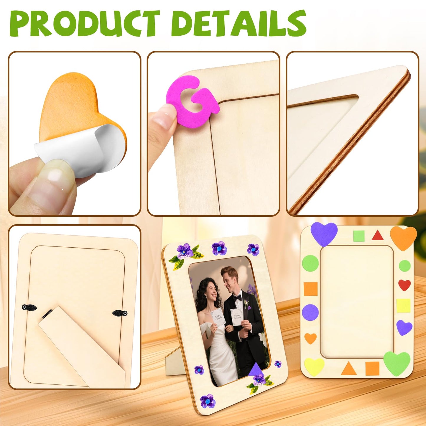 VOKOY 24 Pack Wooden Picture Frames for Crafts, DIY Wood Picture Painting Frames Kit for 4" x 6" Photos,Unfinished Wood Photo Frame DIY Wooden Crafts Decorate for Mother's Day Birthday Party Gifts