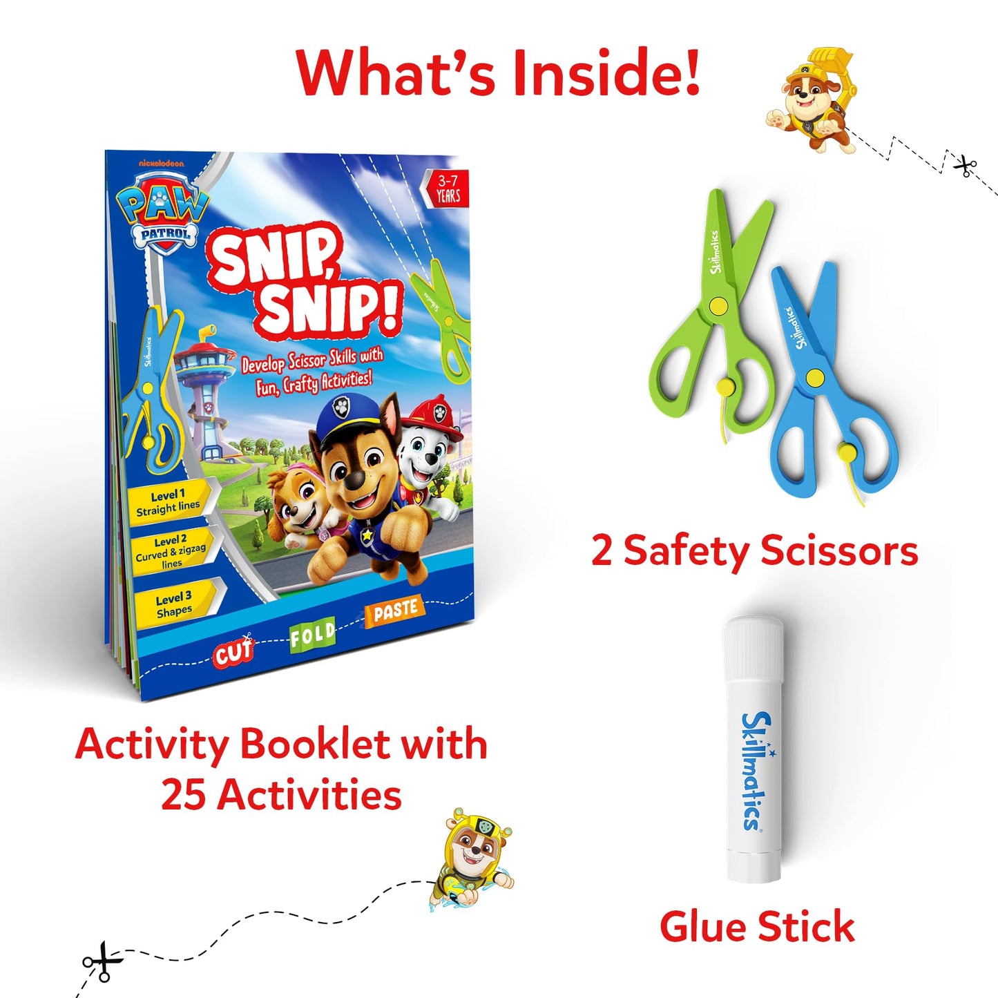 Skillmatics Scissor Skills Activity Book - Snip Snip PAW Patrol, 25 Cutting & Creative Activities for Preschoolers, Fine Motor Skills, Felt Craft Kit, Screen-Free Fun, Gifts for Ages 3, 4, 5, 6, 7