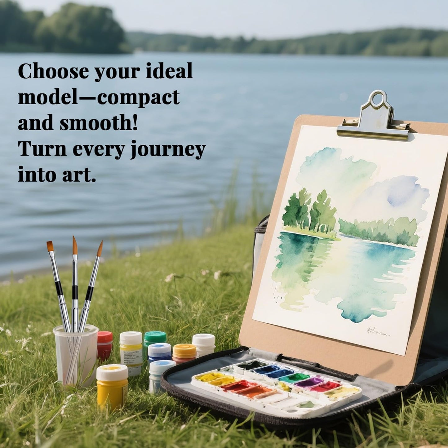 Travel Watercolor Brushes, 3pcs Watercolor Travel Brushes with Leather Pouch - Fine Point Rounds Dagger Flat for Watercolor Gouache Ink Painting