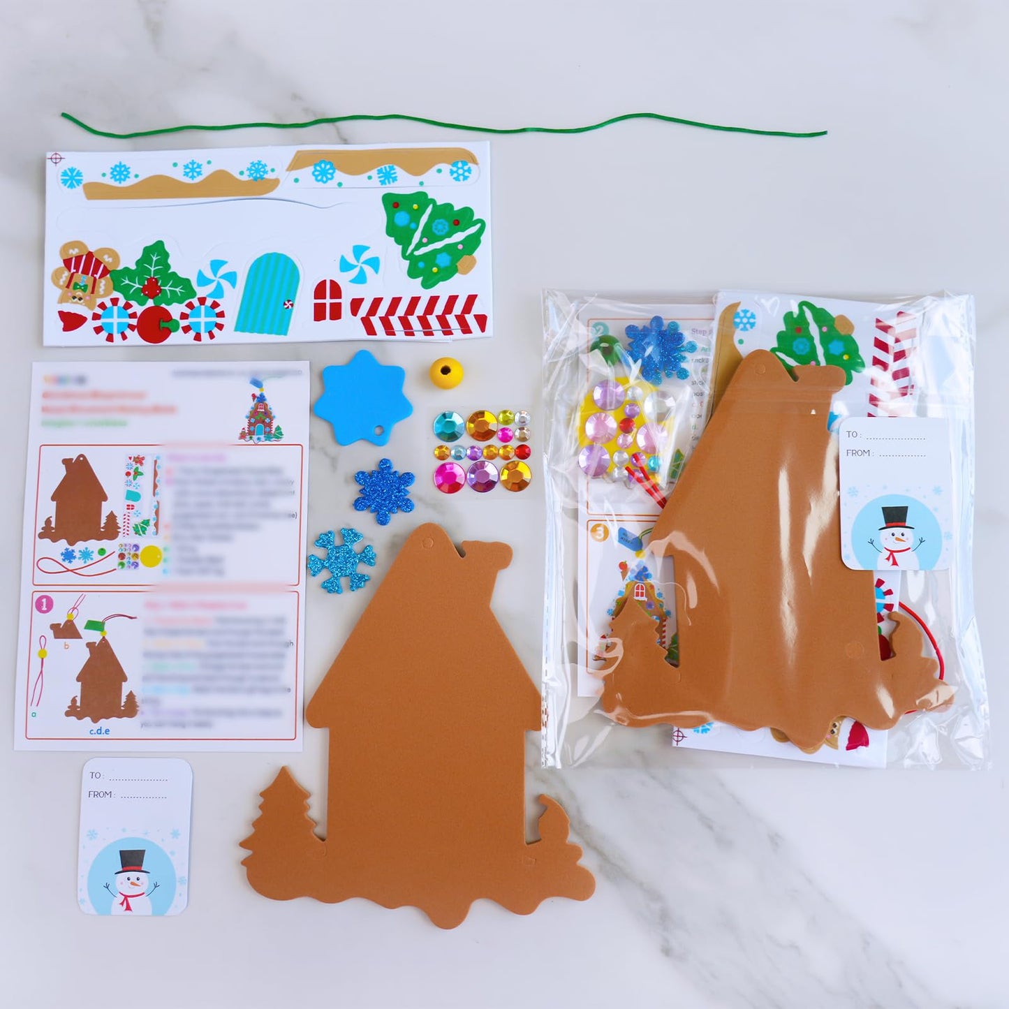 Winlyn 24 Sets Christmas Craft Kits Winter Crafts DIY Gingerbread House Ornaments Decorations Art Sets Festive Foam Stickers Holiday Arts and Crafts for Kids Home Classroom Activities Party Favors