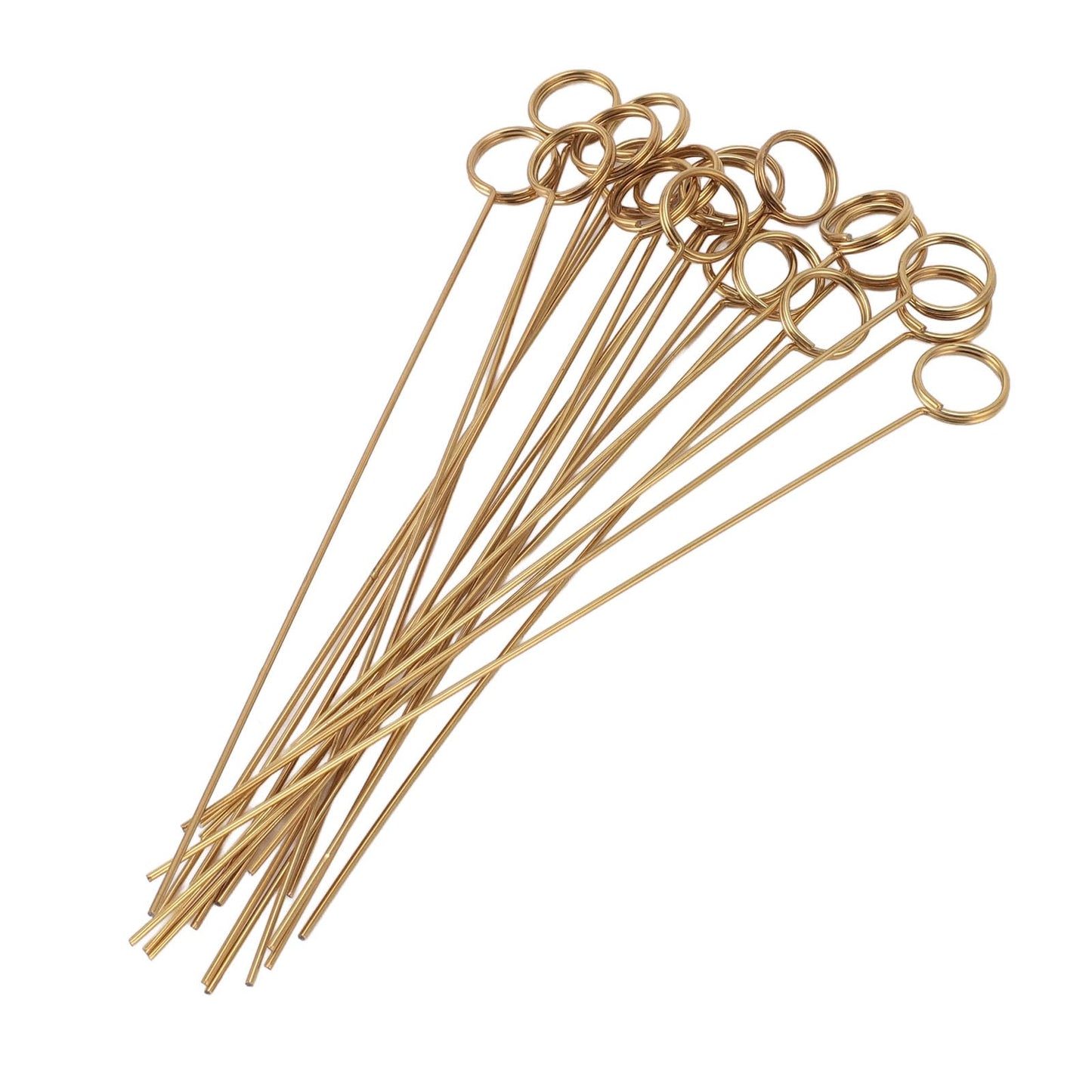 50Pcs Gold Metal Wire Card Holder, 6in Photo Memo Clips, Reusable Floral Picks Clips for Wedding Party Birthday Cake, Place Card Holder for Flower Arrangement (Round)