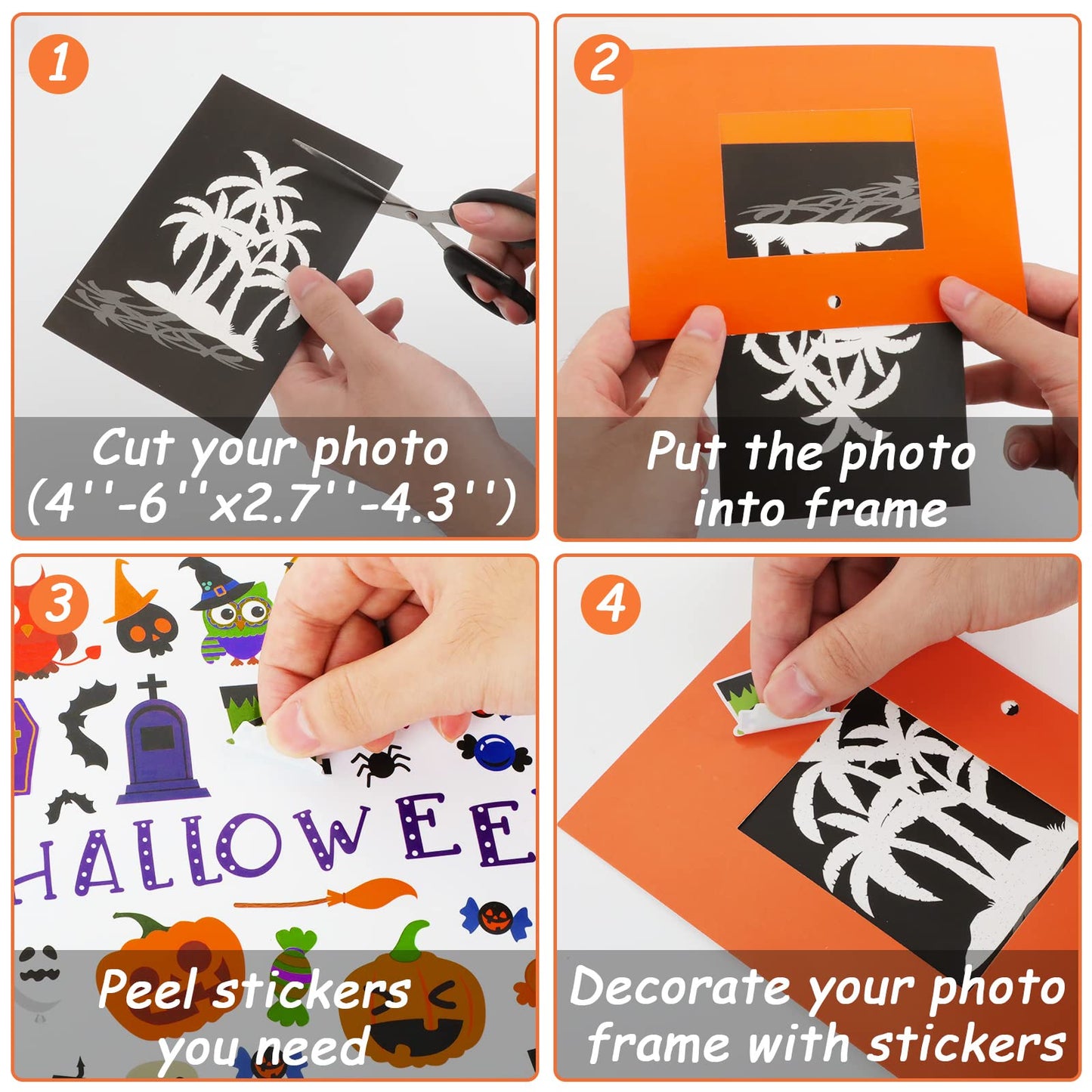 30 Packs Halloween Arts and Crafts for Kids Picture Frame Craft Kits Photo DIY Craft Set Bulk Pumpkin Maple Leave Turkey Stickers Children Classroom Kindergarten Preschool Game Activities Ages 4-12