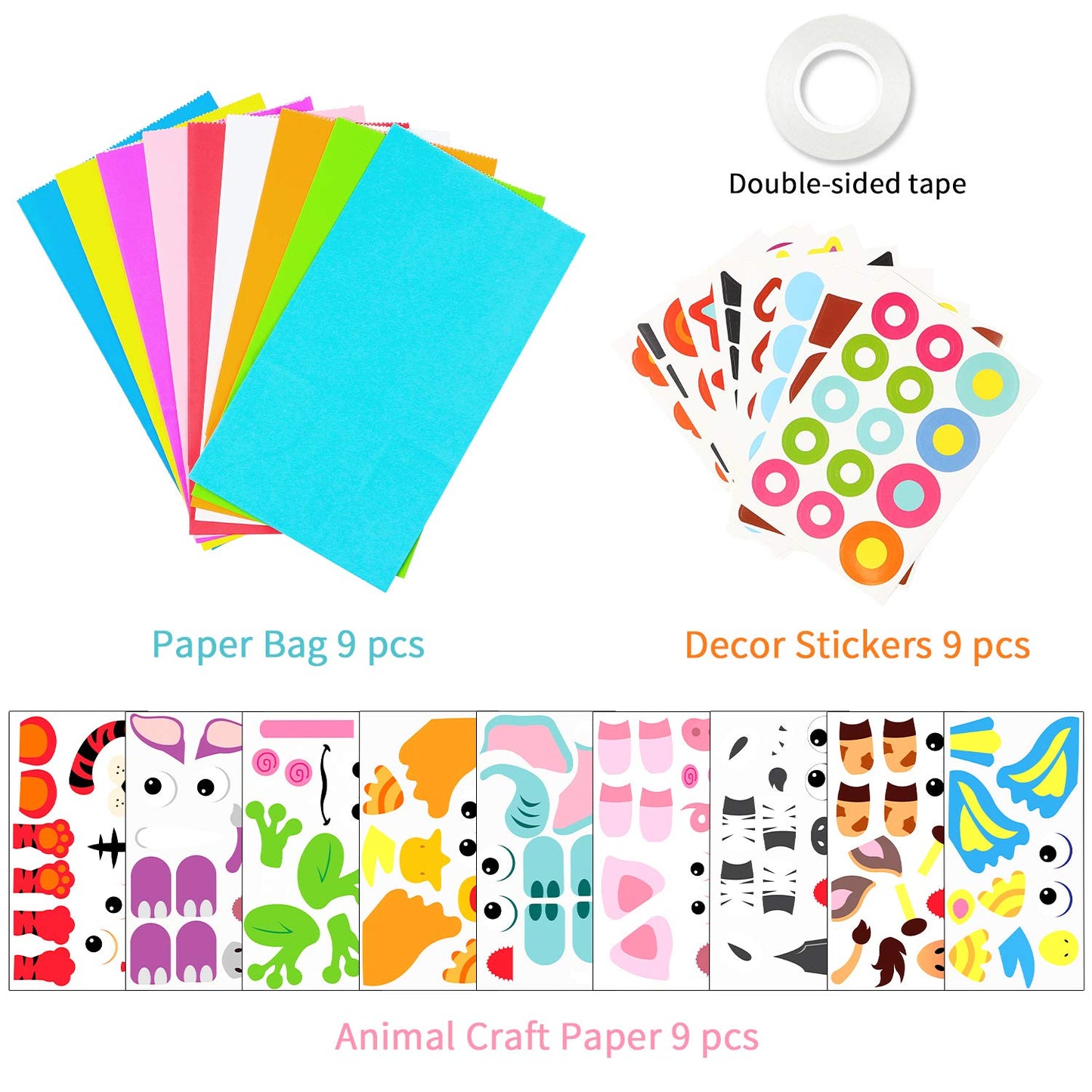 WATINC 9Pack Hand Puppet Art Craft - DIY Making Your Own Paper Sock Puppets Kits Wiggle Googly Eyes, Imaginative Early Learning Classroom Family Storytelling Games Pretend Party Supplies (Animals)