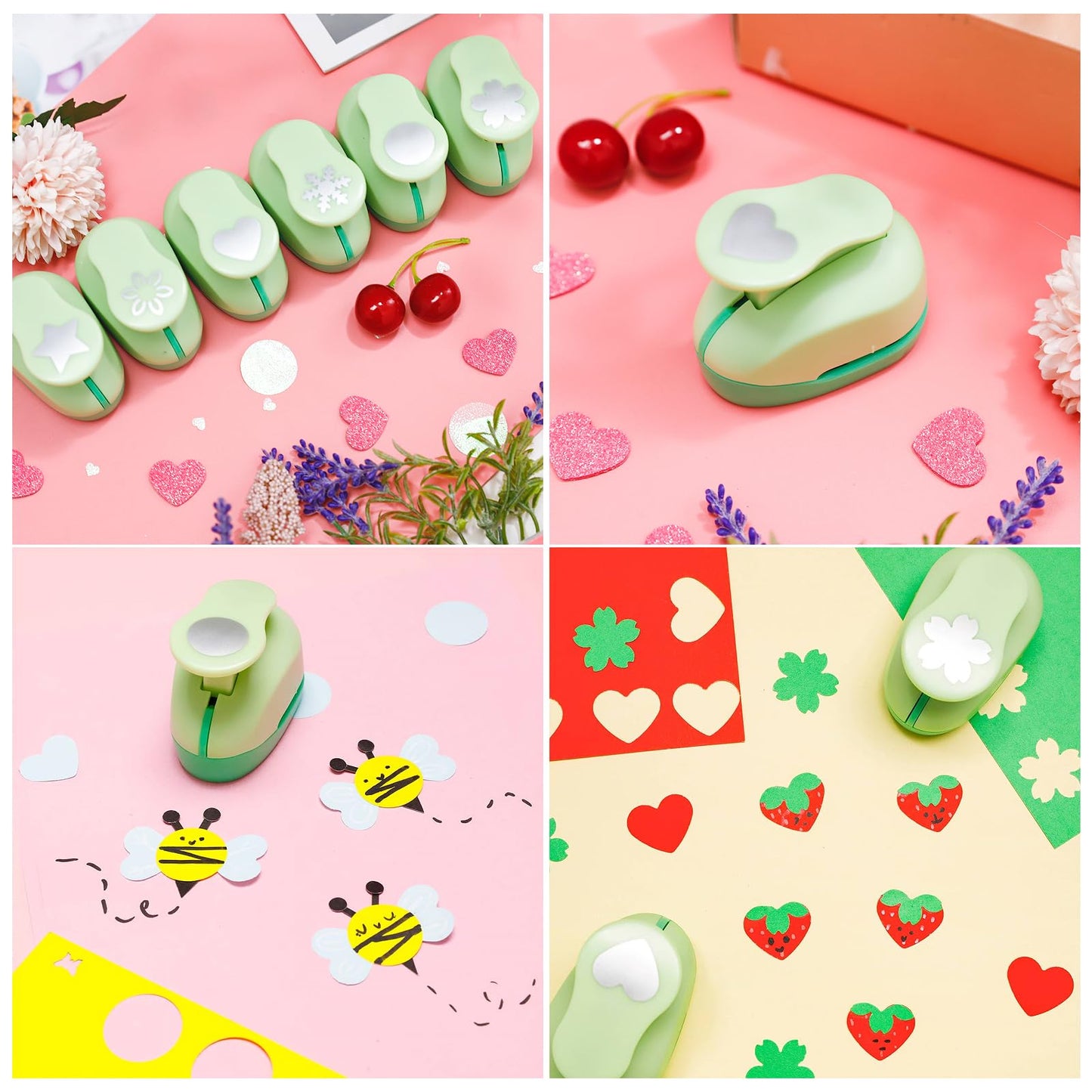 UCEC Paper Punches for Crafting, Hole Punch for Kids, 1 Inch Craft Hole Punch Shapes, 6PCS Star Heart Flower Punch Kids Hole Puncher Shape Cutters for Crafts for School Crafting & DIY Projects