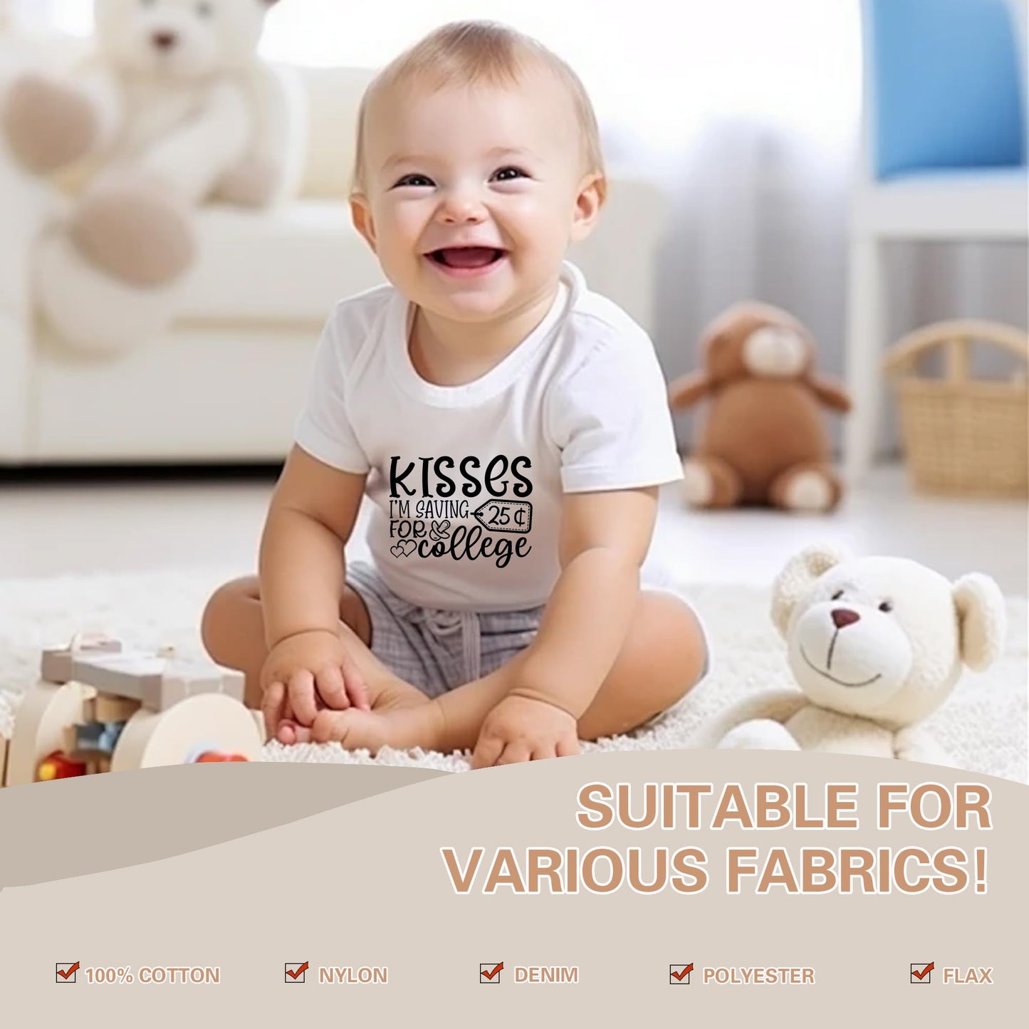 20 Pcs 5.5 Inch Vinyl DTF Heat Transfers for Baby Clothes with Funny Quote Designs for Onesies Bodysuits Bibs and DIY Shower Gifts