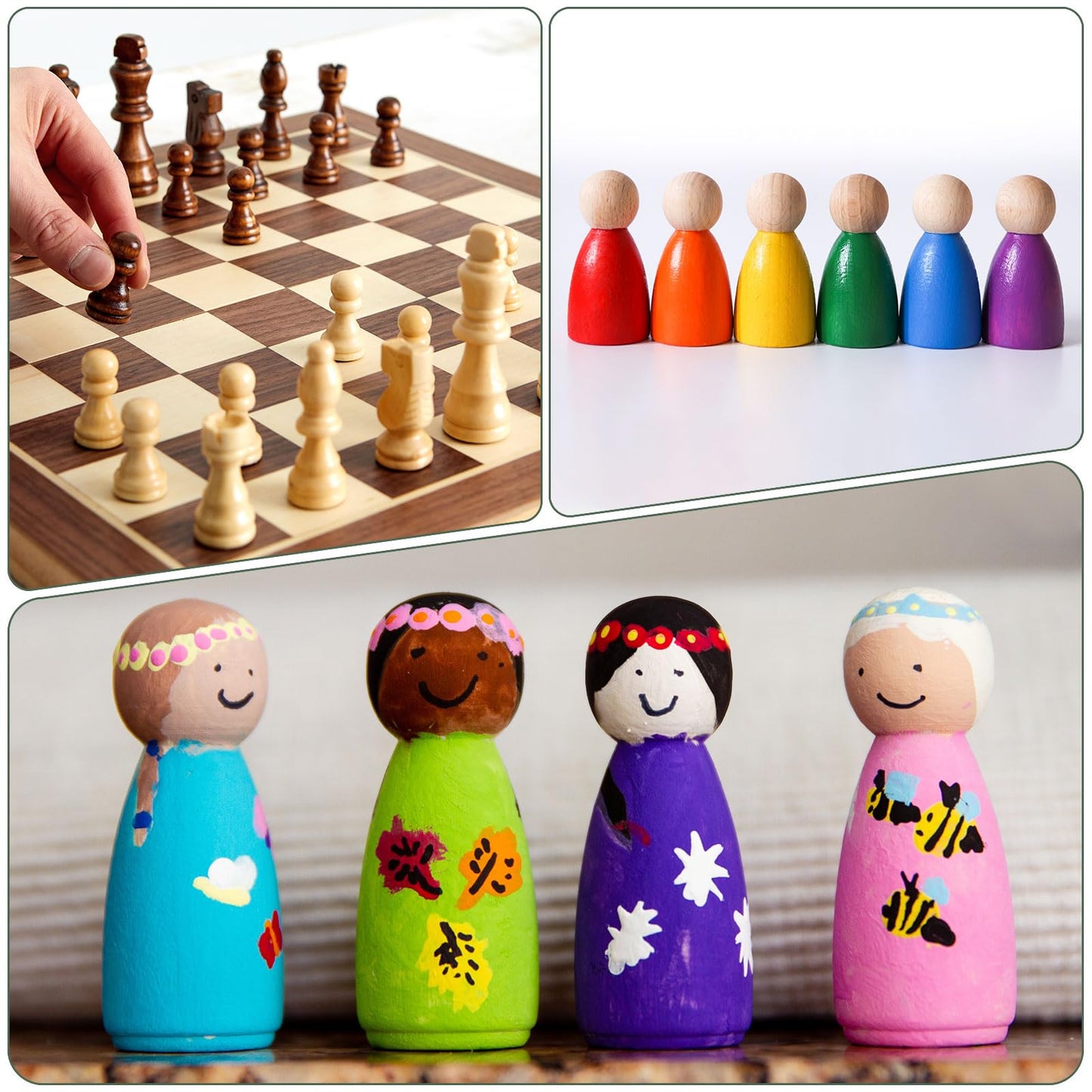 uxcell 50 Pack Wood Peg, 2 Inch Girl-Shape Wooden Peg People, Unfinished Wooden Peg People Bodies Figures for DIY Art Craft Painting