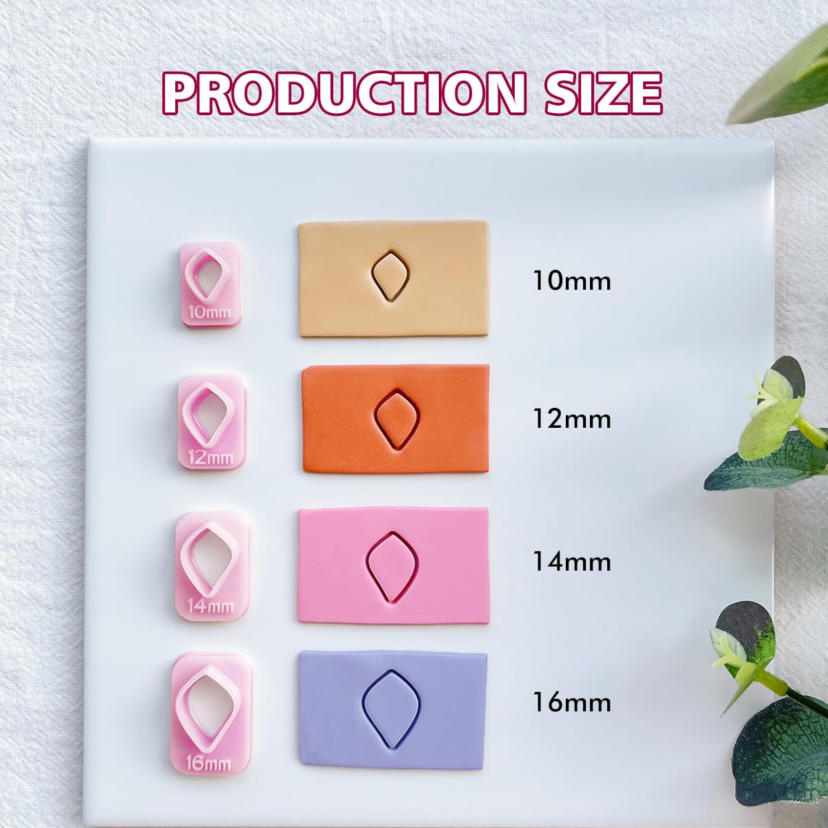 Keoker Flower Petal Clay Cutters - Polymer Clay Cutters for Earrings Making, 4 Shapes with Polymer Clay Petal Press Mold, Clay Cutters for Polymer Clay Jewelry (D)