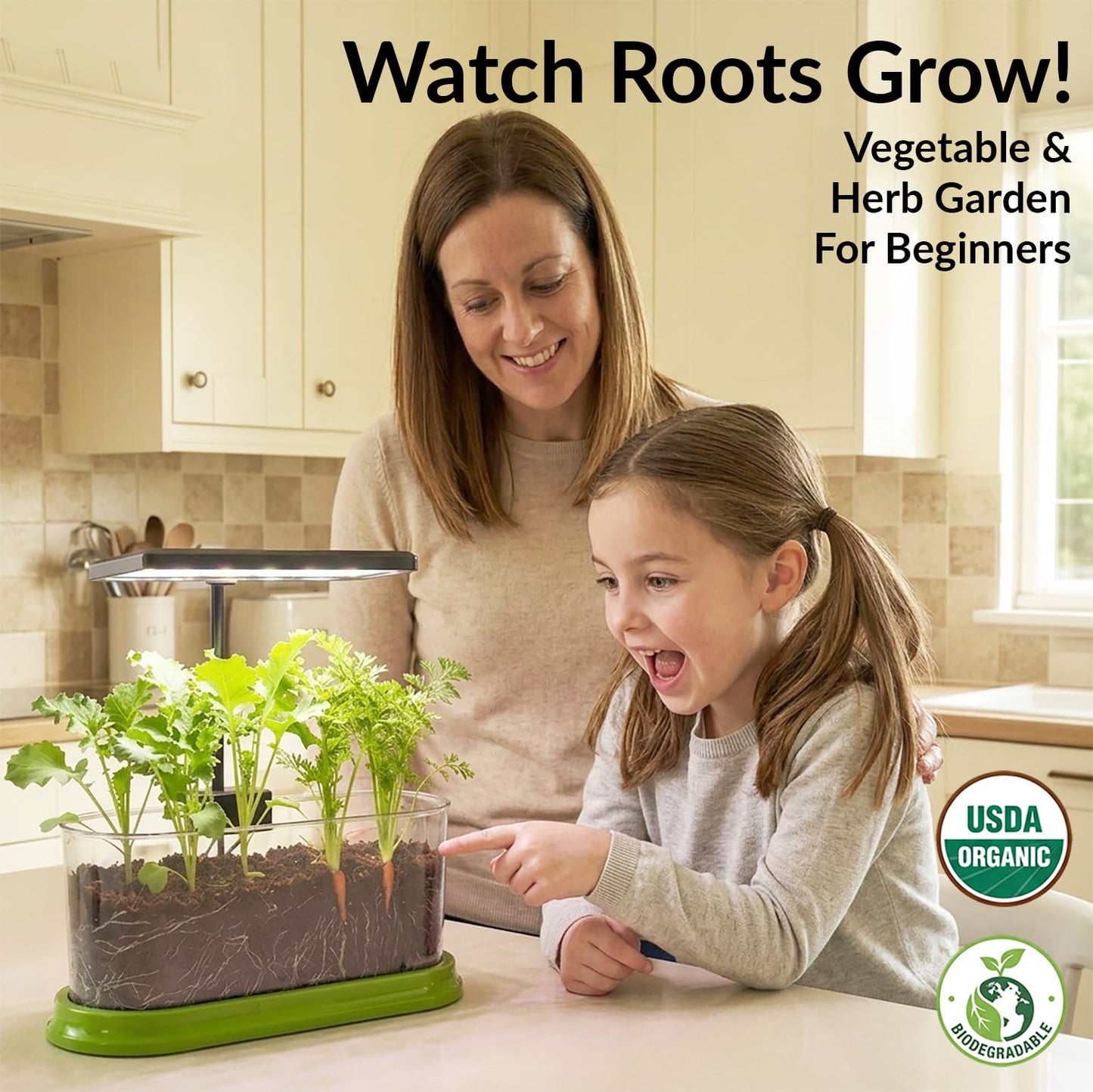 Plant Growing Kit with LED Grow Light & Root Viewer Window, Indoor Garden Kit for Kids & Beginners, STEM Kit, Vegetable & Herb Garden, Indoor Gardening, Science Kit for Kids - Grow Your Own Plant