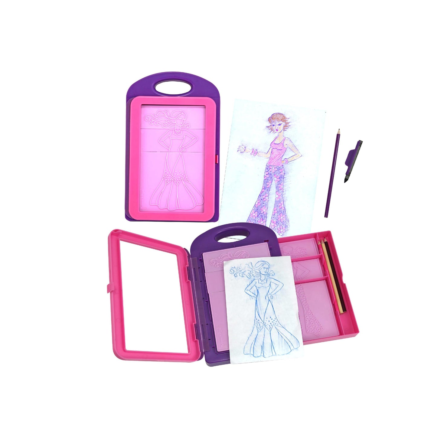 Melissa & Doug Fashion Design Art Activity Kit - 9 Double-Sided Rubbing Plates, 4 Pencils, Crayon - Fashion Plates, Travel Toys for Kids Ages 5+