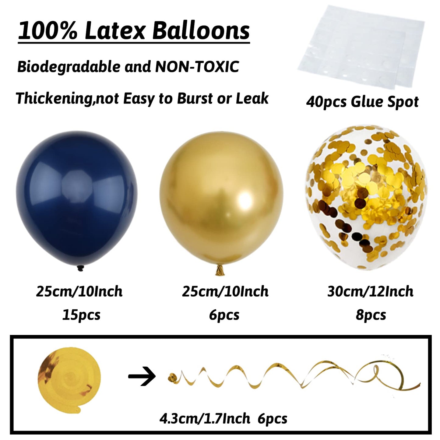 ZERODECO Birthday Decorations - Navy Blue Gold Party Decorations with Banner, Pompoms, Balloons for Boys, Girls, Men, Women