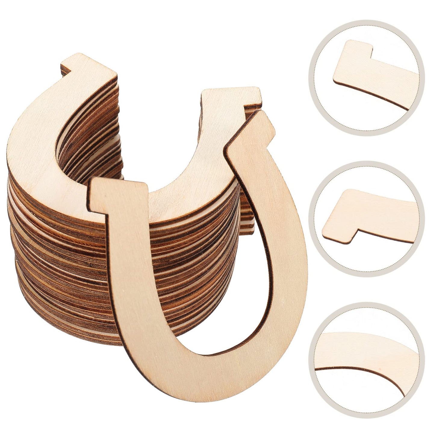 EXCEART Horseshoe Shape Unfinished Wood Slices 3.6 Inch DIY Wooden Cutouts for Kids Hand-Painted Crafts Home and Holiday Decoration