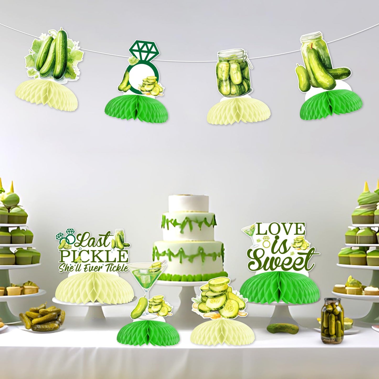 Pickle Bachelorette Party Decorations Last Pickle She'll Ever Tickle Honeycomb Centerpieces Pickle Bachelorette Party Table Decor for Girls Cucumber Pickle Theme Bridal Shower Engagement Supplies