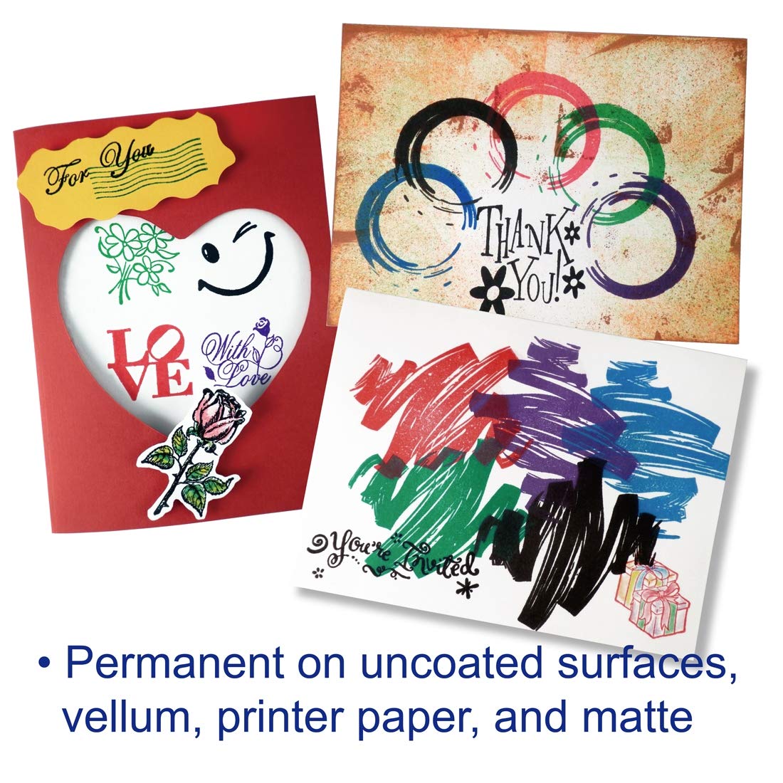 Ink Pads for Rubber Stamps, Rubber Stamps Pads- Permanent, Waterproof, Stamp Pads for Card Making, Scrapbooking Supplies, Christmas Ink Stamps, Hand Stamp Ink Pad, Non-Toxic (5 Ink Pad Bundles)