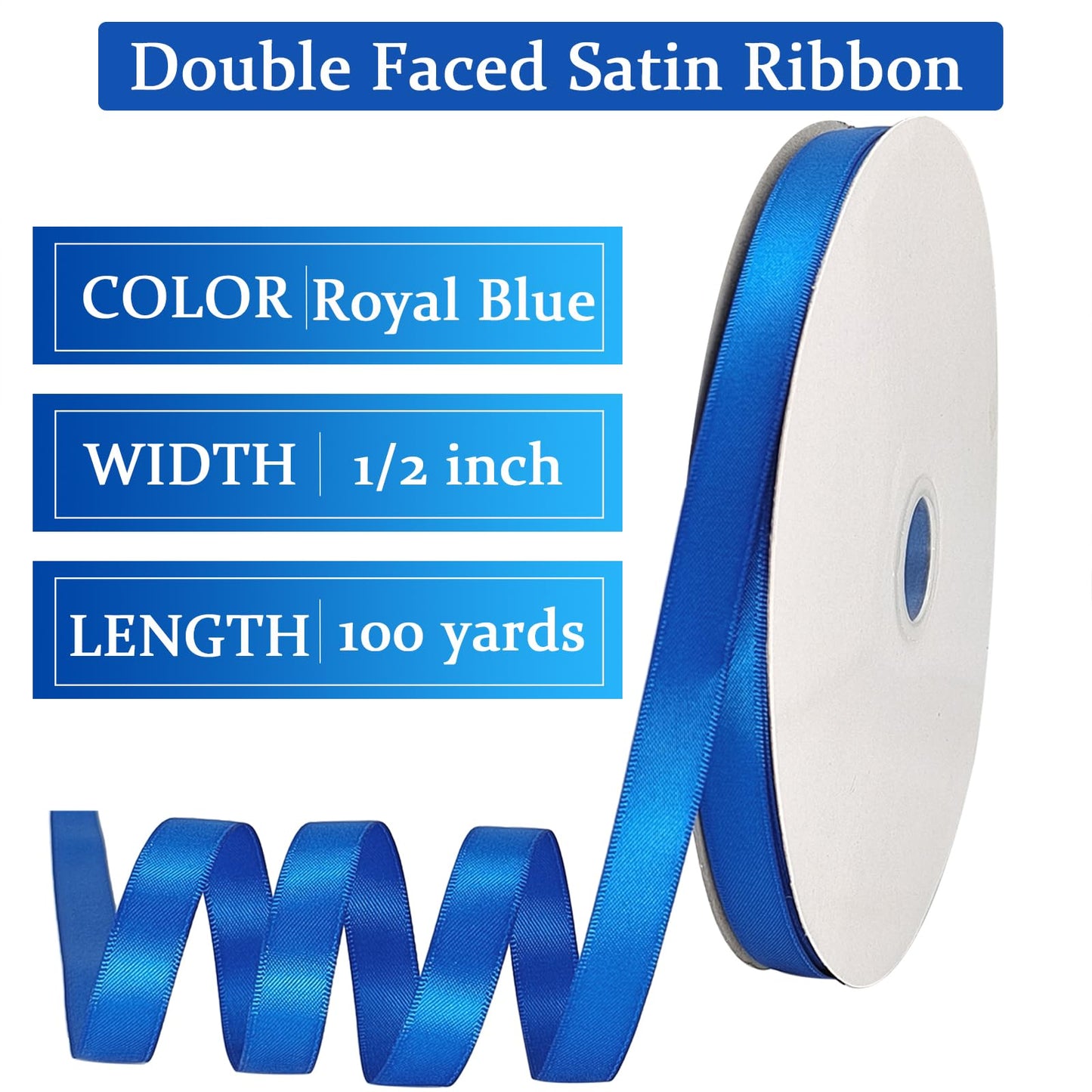 OZXCHIXU Royal Blue Satin Ribbon Double Faced Satin 1/2 inch x 100 Yards Polyester Ribbon for Gift Wrapping Crafts Wedding Decoration Bows Ornaments Party Bouquet Floral Arrangement